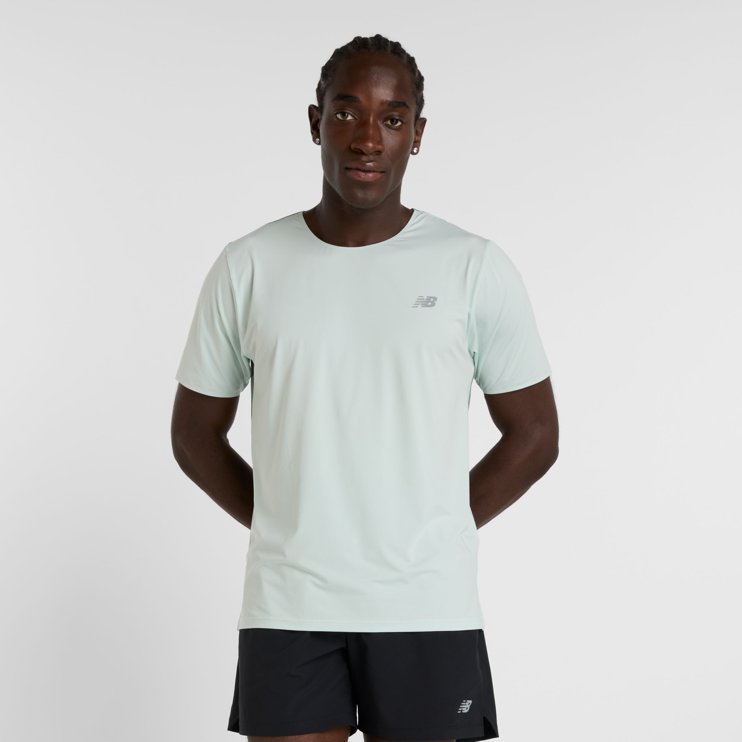 NEW BALANCE HERREN RACE DAY T-SHIRT IN GRÜN, POLY-STRICK, GRÖSSE S 