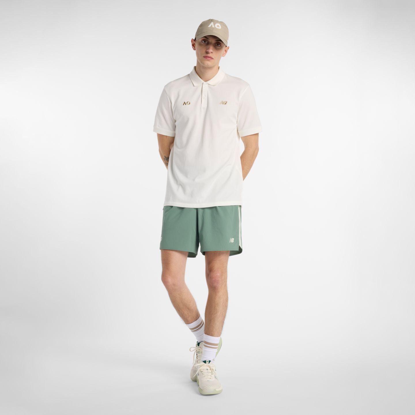 Мужское поло New Balance Australian Open Premium Performance Polo, цвет: Морская соль — фото 2