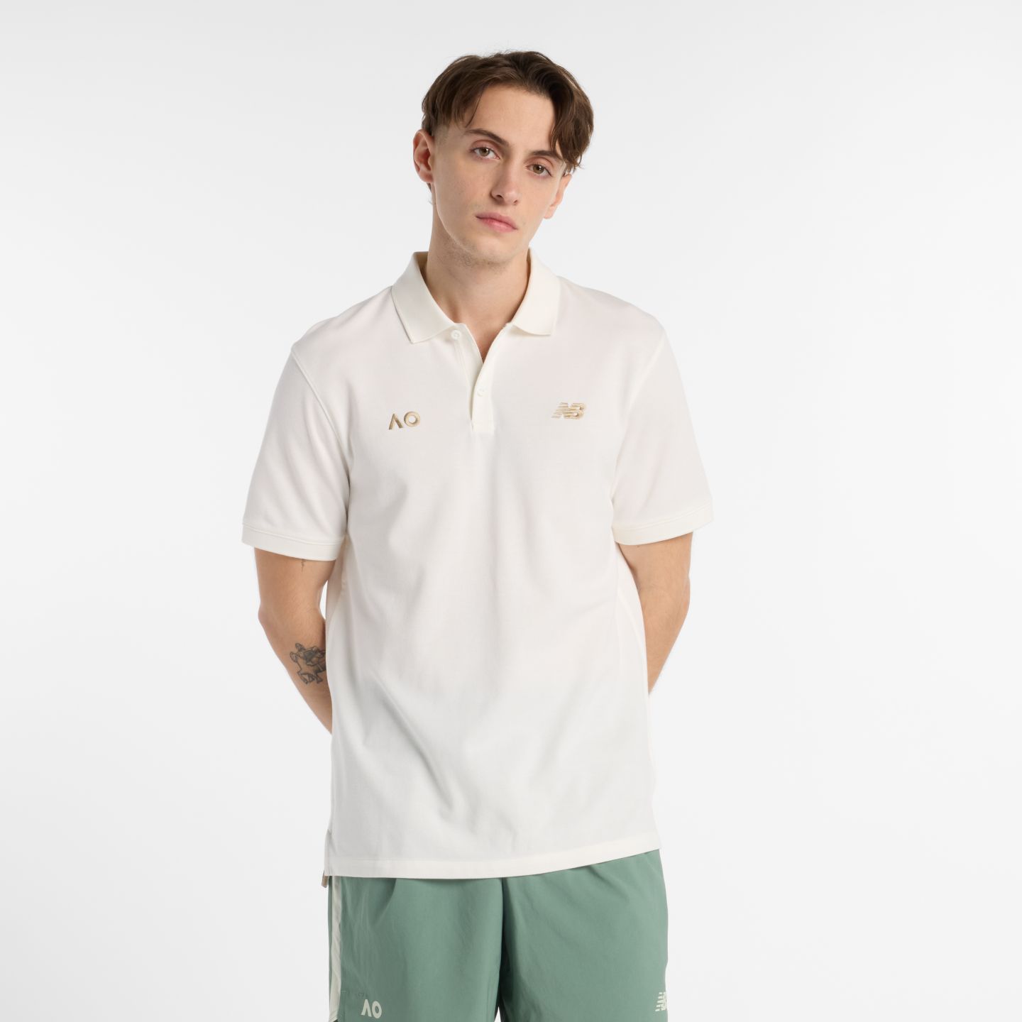 Мужское поло New Balance Australian Open Premium Performance Polo, цвет: Морская соль — фото 1