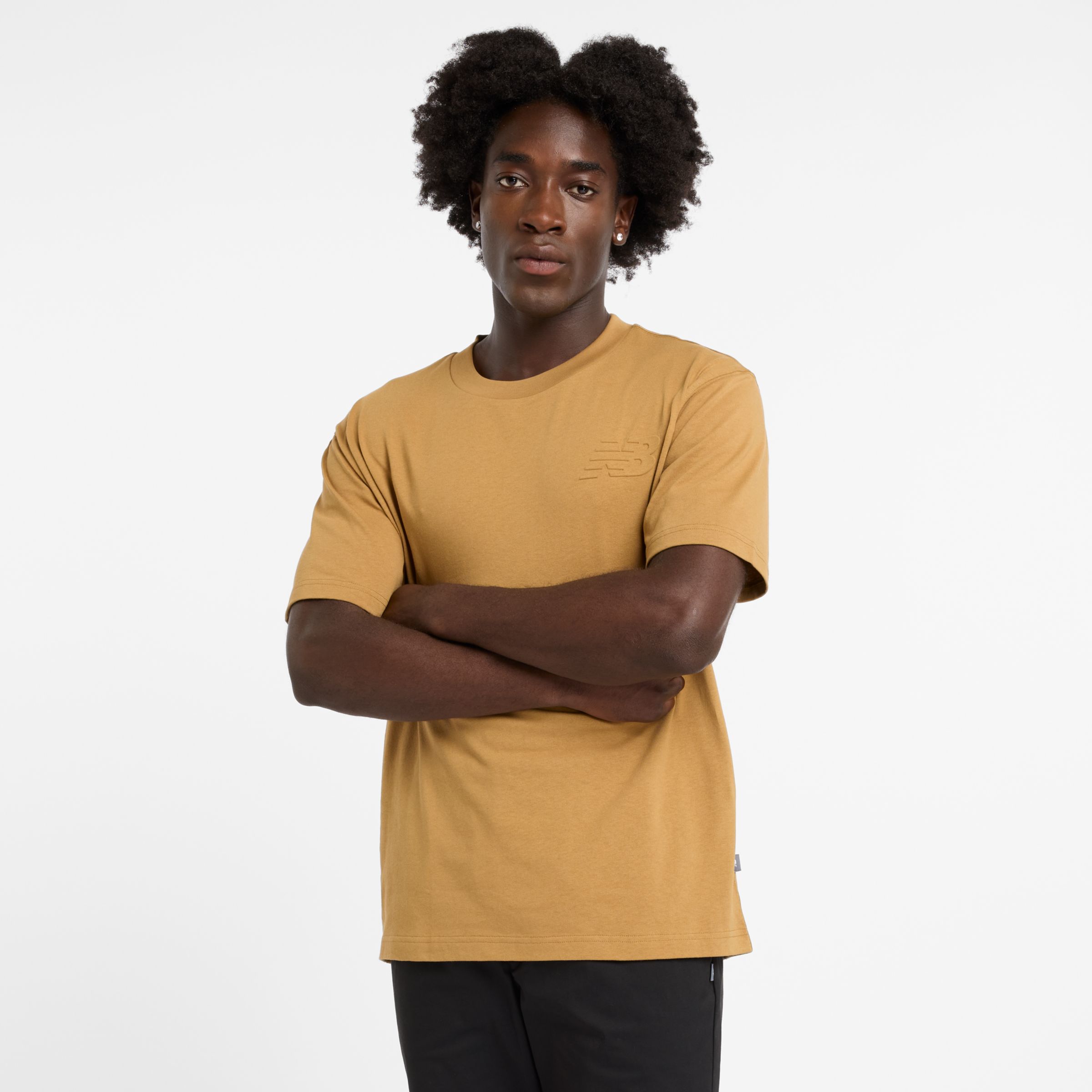 

New Balance Men's Embossed Logo Jersey T-Shirt Brown - Brown