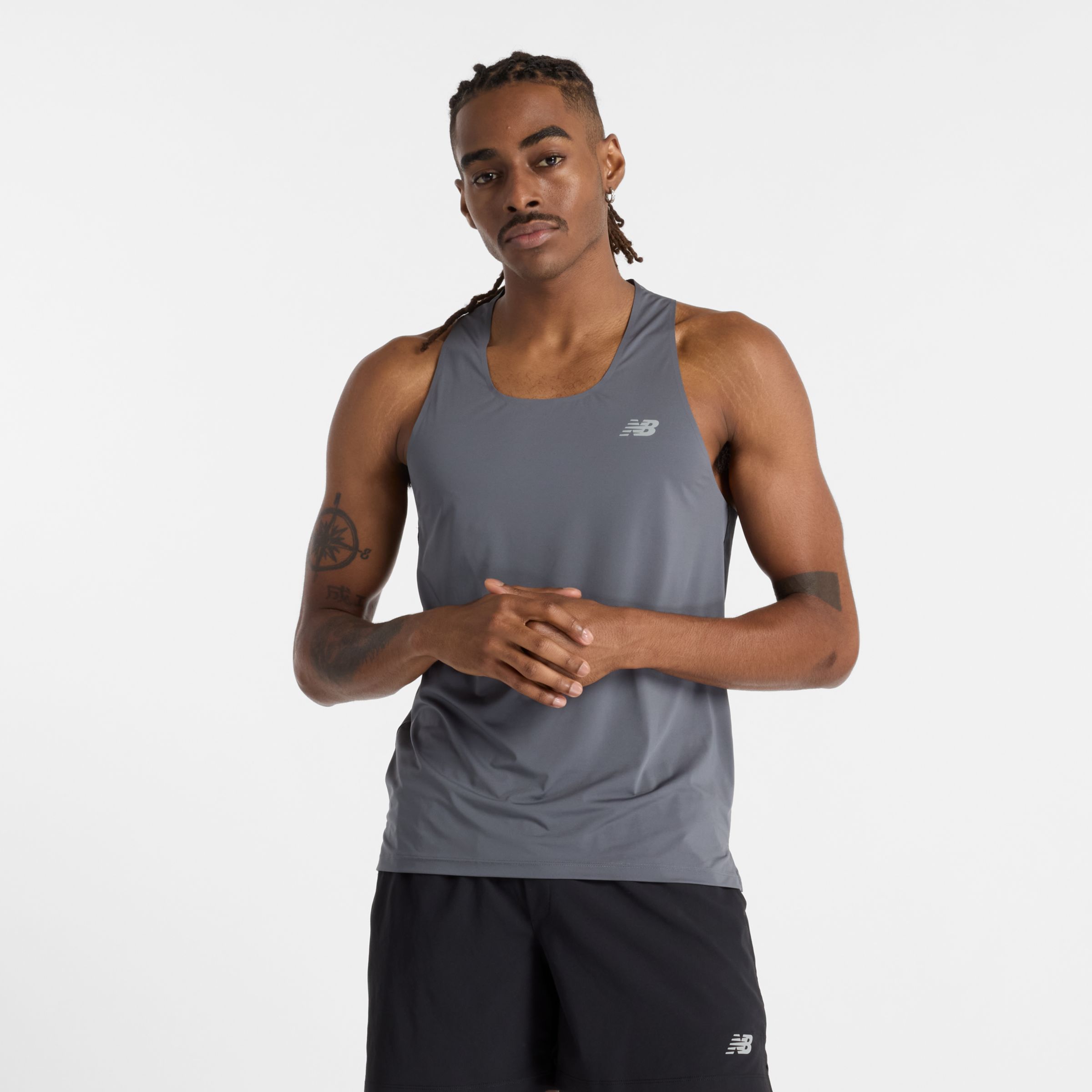 New Balance Homme Race Day Tank en Gris, Poly Knit, Taille L
