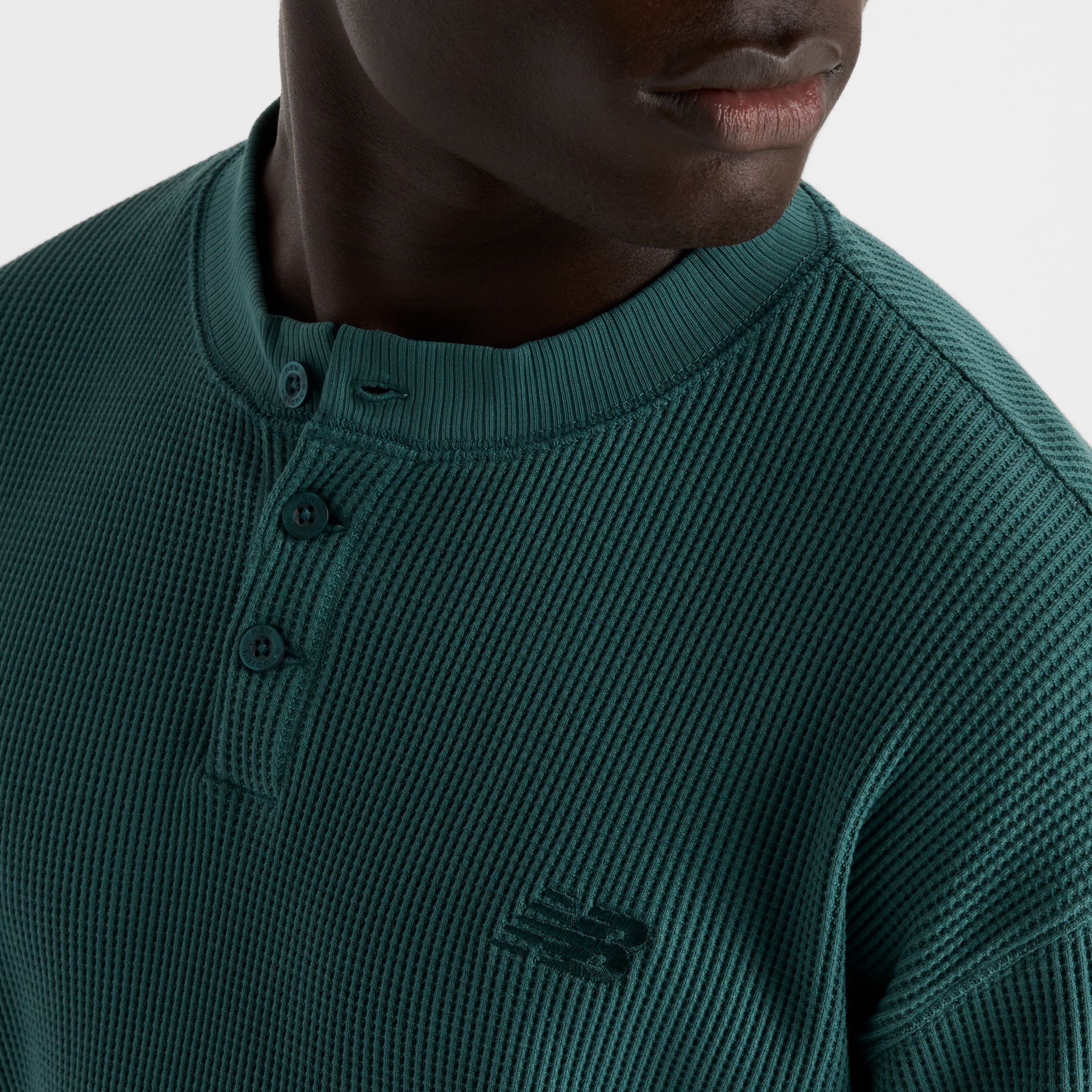 Waffle Knit Long Sleeve Henley