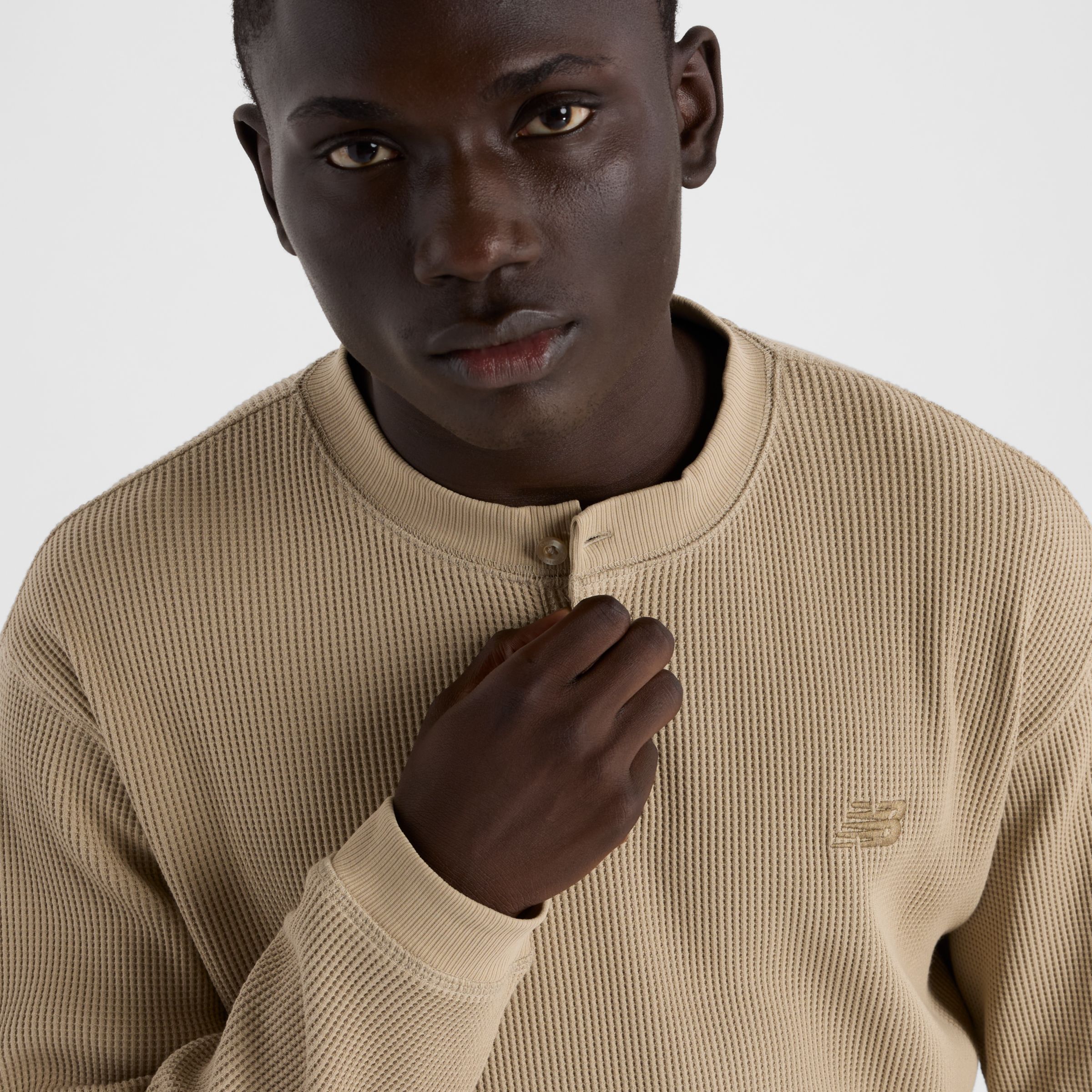 Waffle Knit Long Sleeve Henley