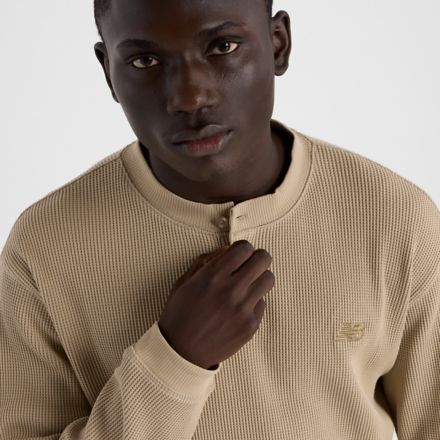 Waffle Knit Long Sleeve Henley