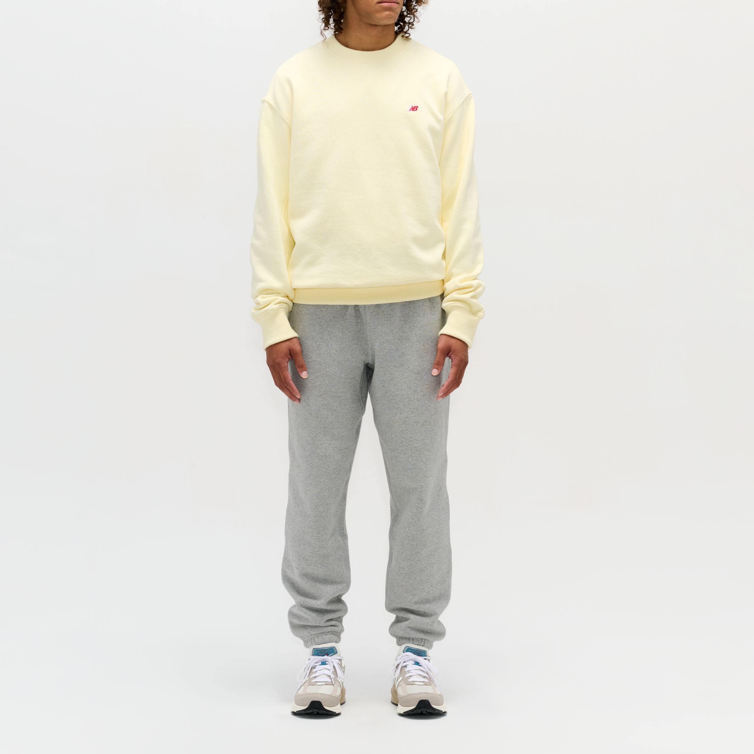 New Balance Uomo Made in USA Core Crewneck Sweatshirt in Giallo, Cotton Fleece, Taglia L