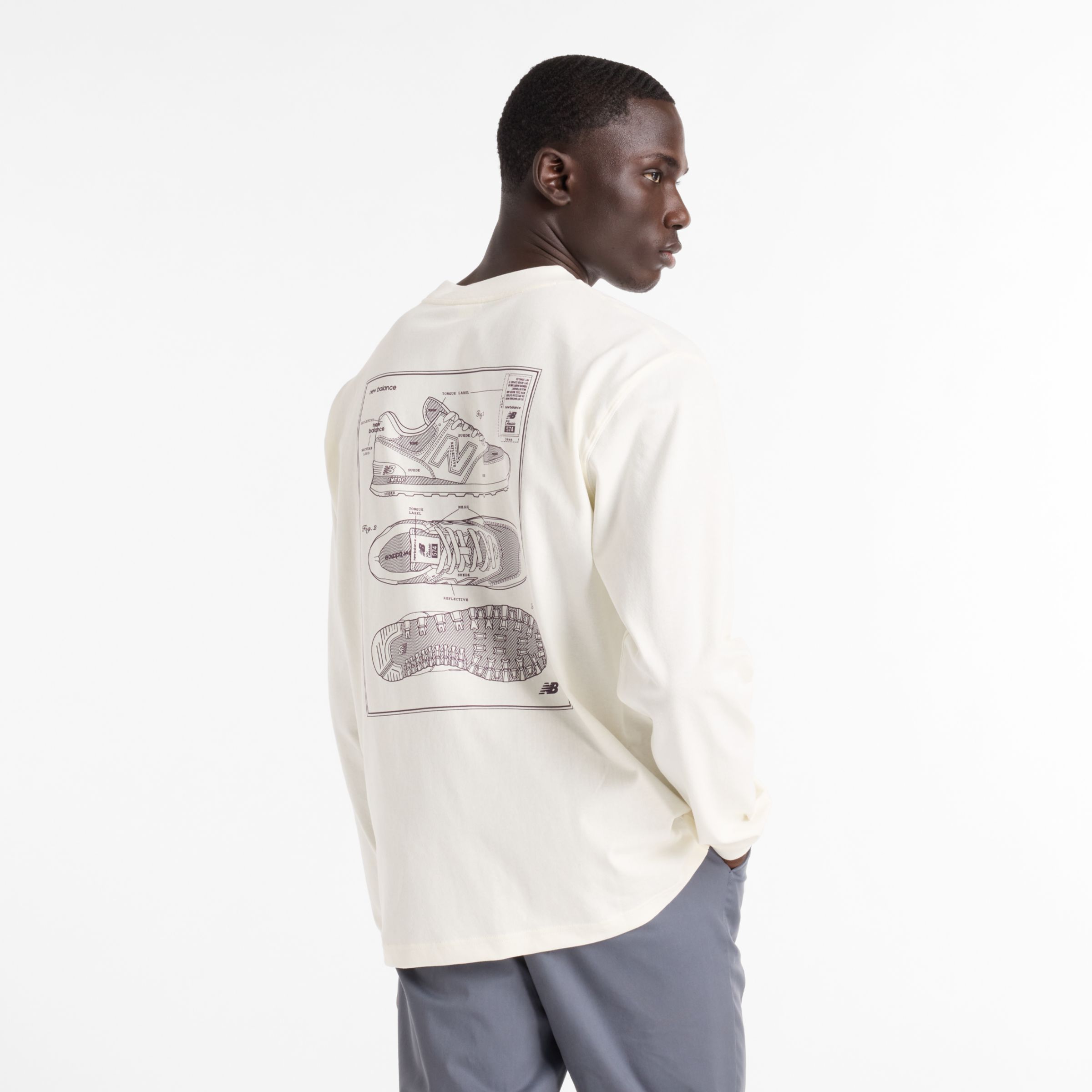 

New Balance Men's Athletics 574 Sketch Long Sleeve White - White