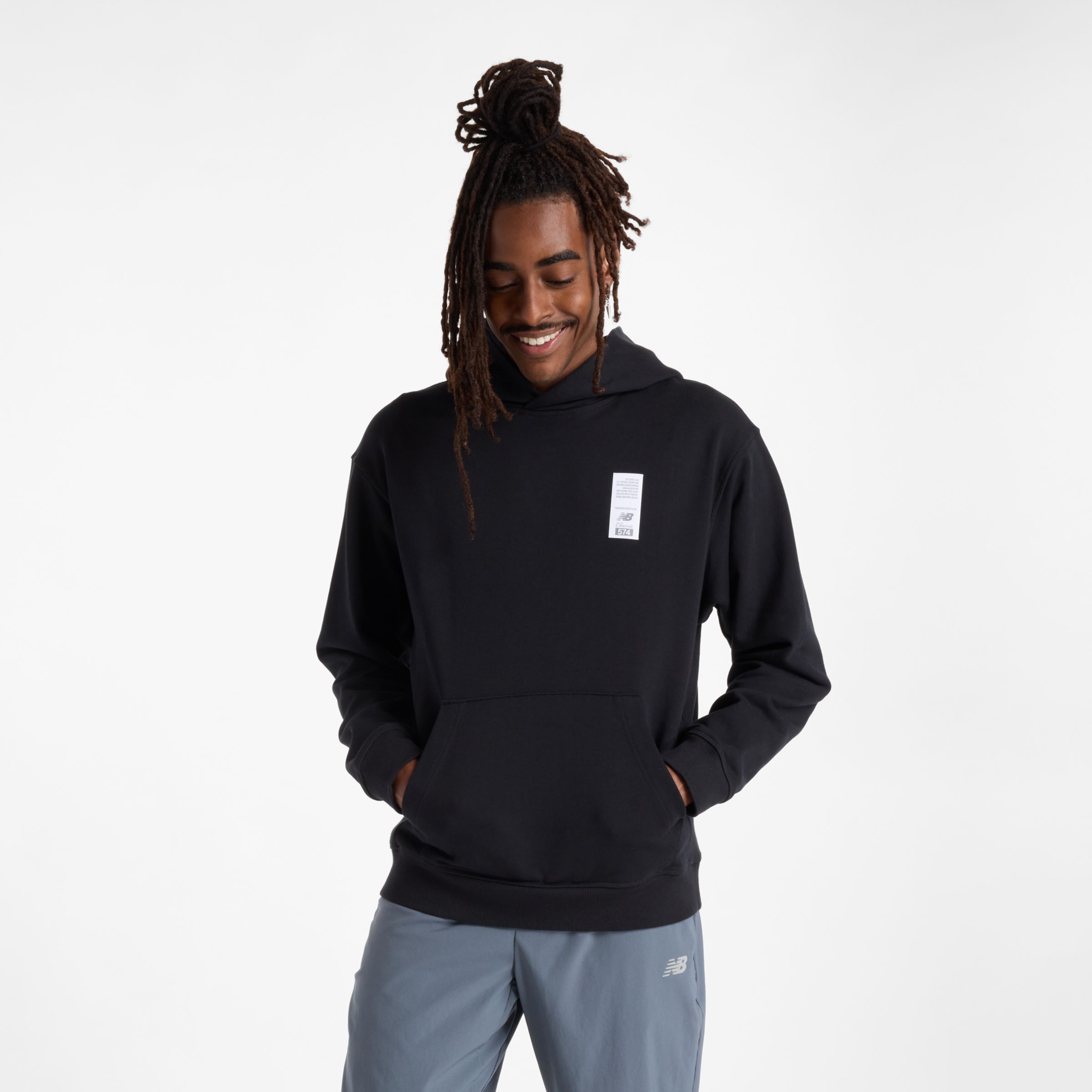 New Balance Homme Athletics French Terry 574 Hoodie en Noir, Coton Fleece, Taille 2XL