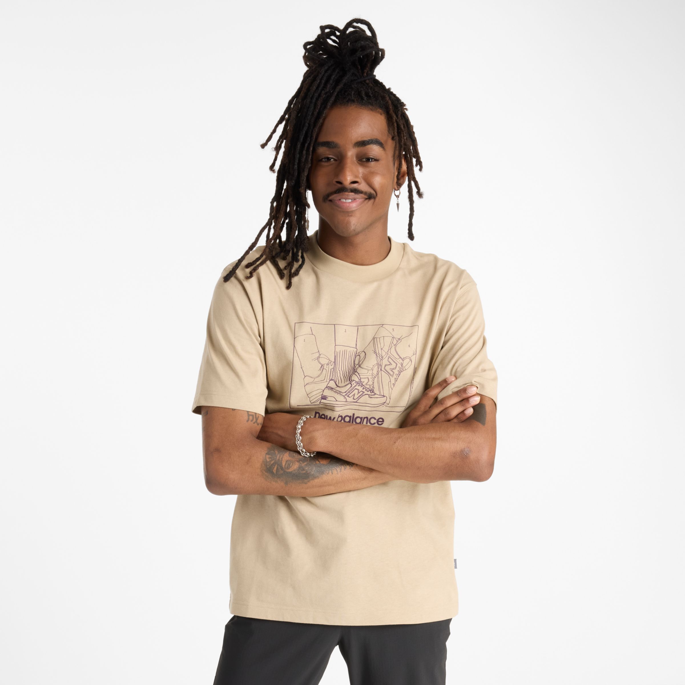 New Balance Homme Athletics Relaxed Science T-Shirt en Gris, Coton, Taille M