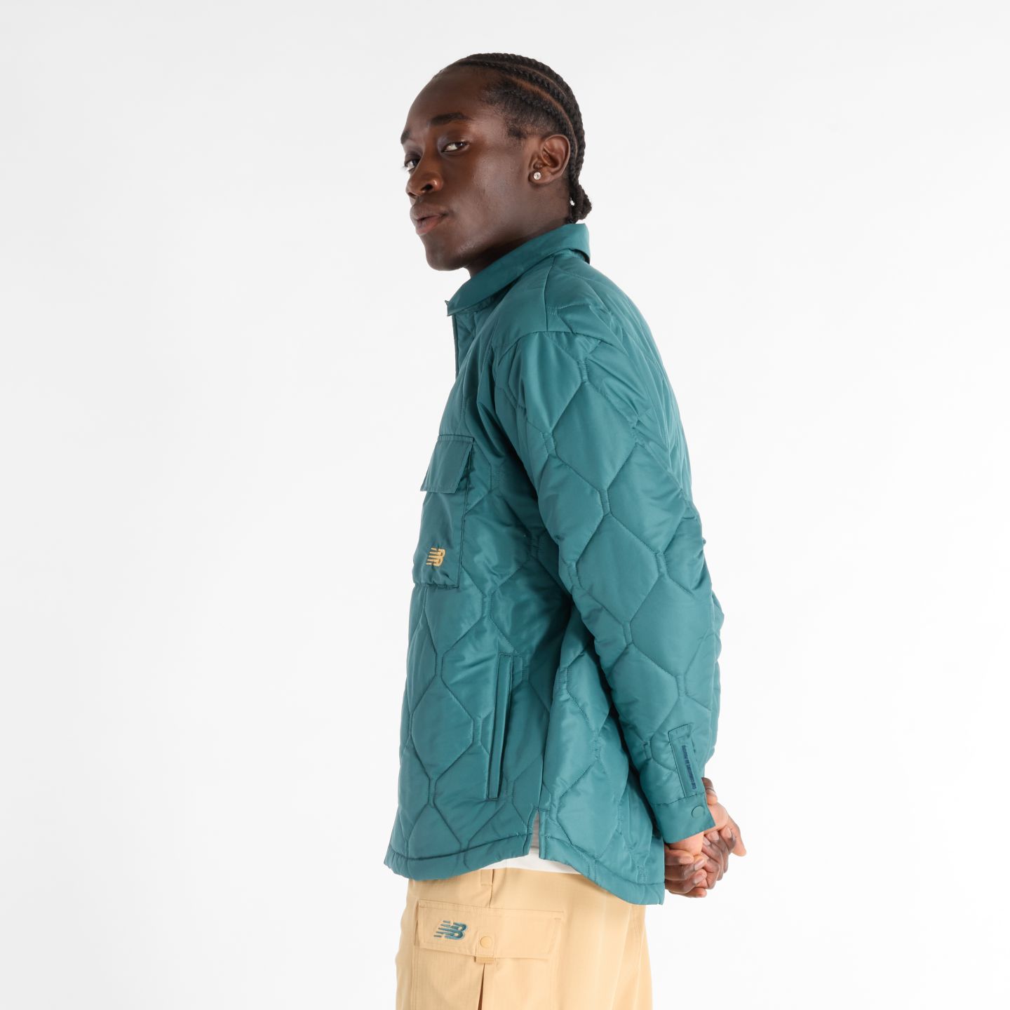 Мужской топ New Balance Lindor Quilted Long Sleeve, цвет: Еловый — фото 4