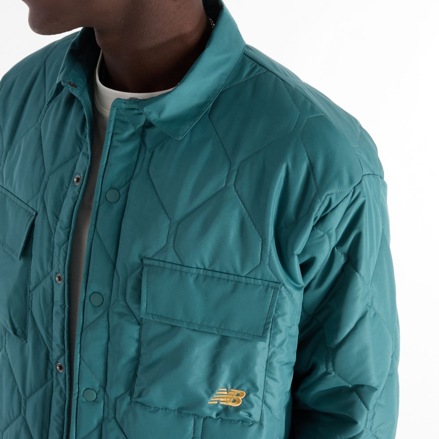Мужской топ New Balance Lindor Quilted Long Sleeve, цвет: Еловый — фото 6