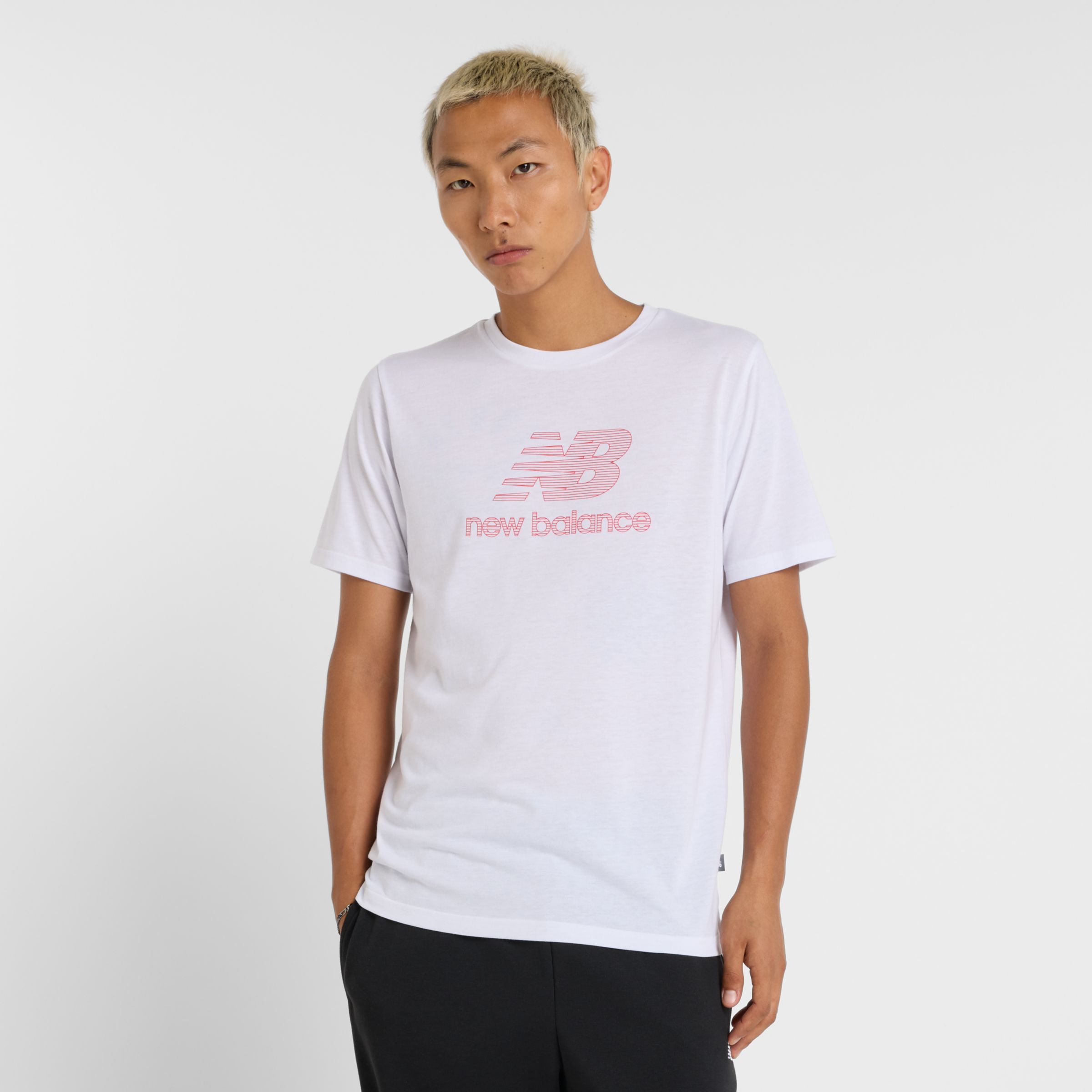 New Balance Homme Heathertech Logo T-Shirt en Blanc, Poly Knit, Taille XS
