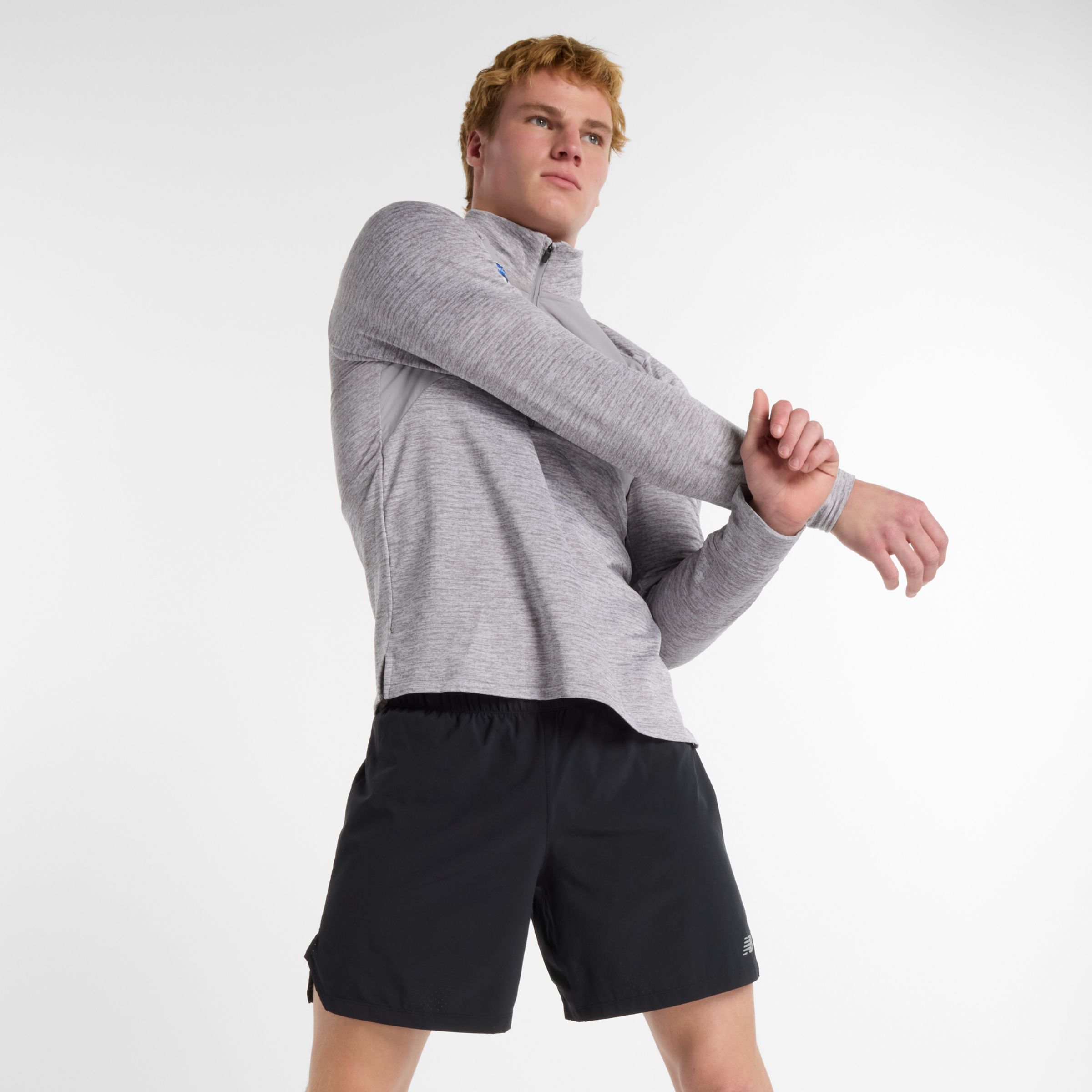 

New Balance Men's United Airlines NYC Half Athletics Heat Grid 1/2 Zip Grey - Grey