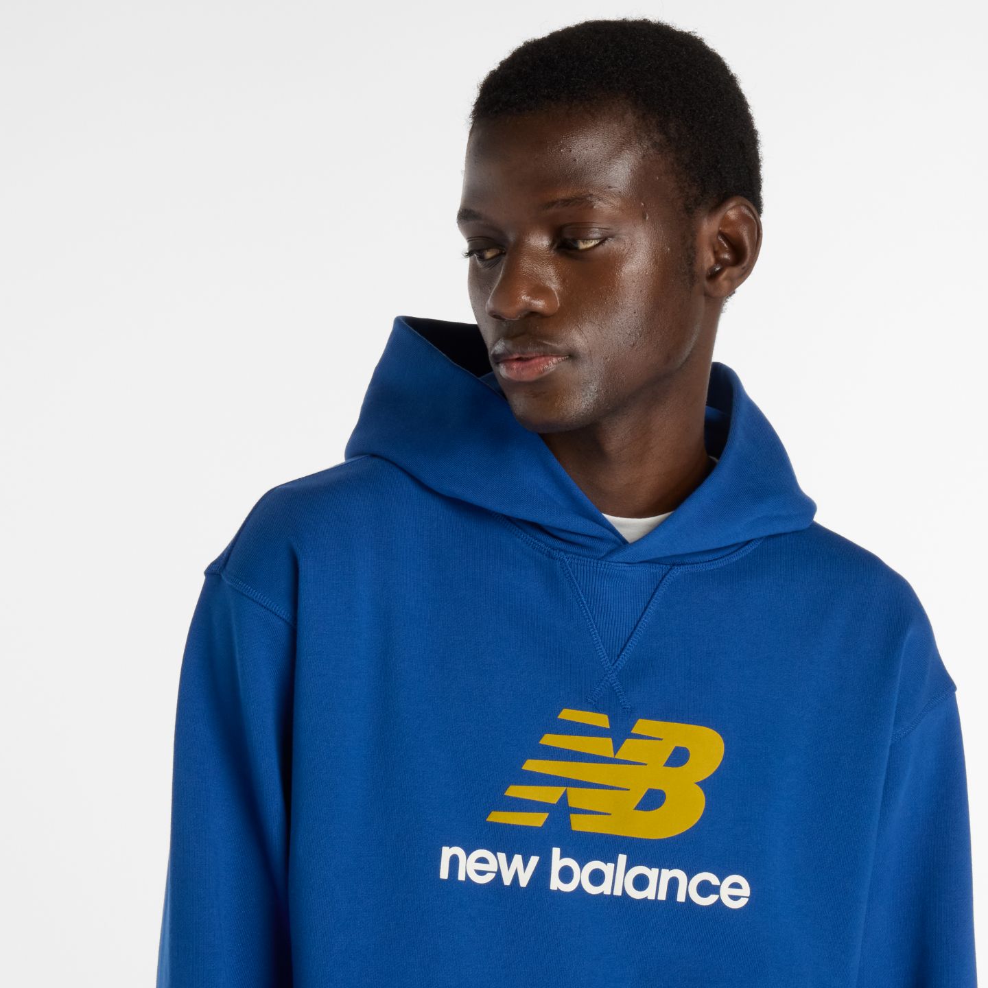 Мужское худи New Balance Athletics French Terry Logo, цвет: Синий — фото 3