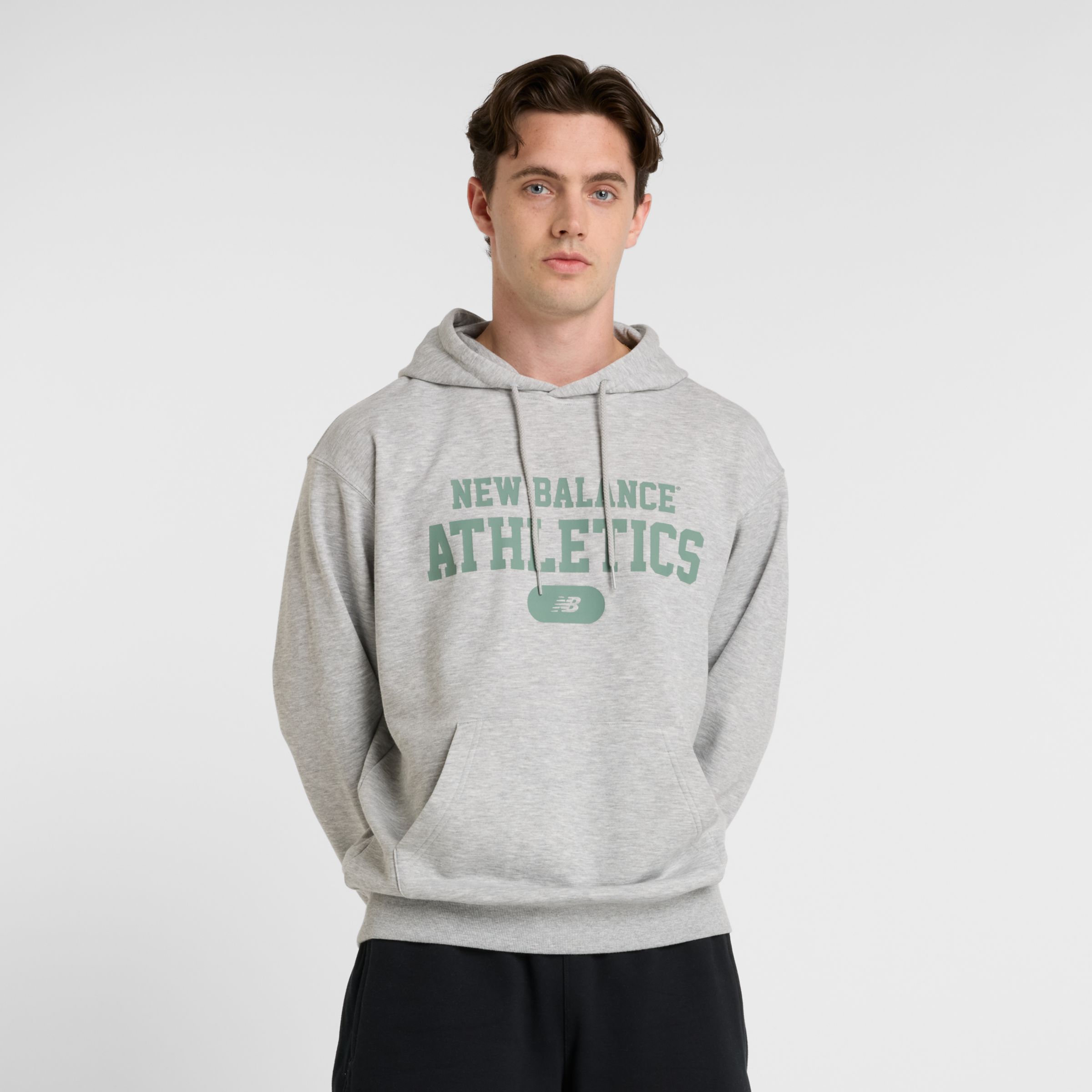 New Balance Homme Heritage French Terry Graphic Hoodie en Gris, Coton, Taille 2XL