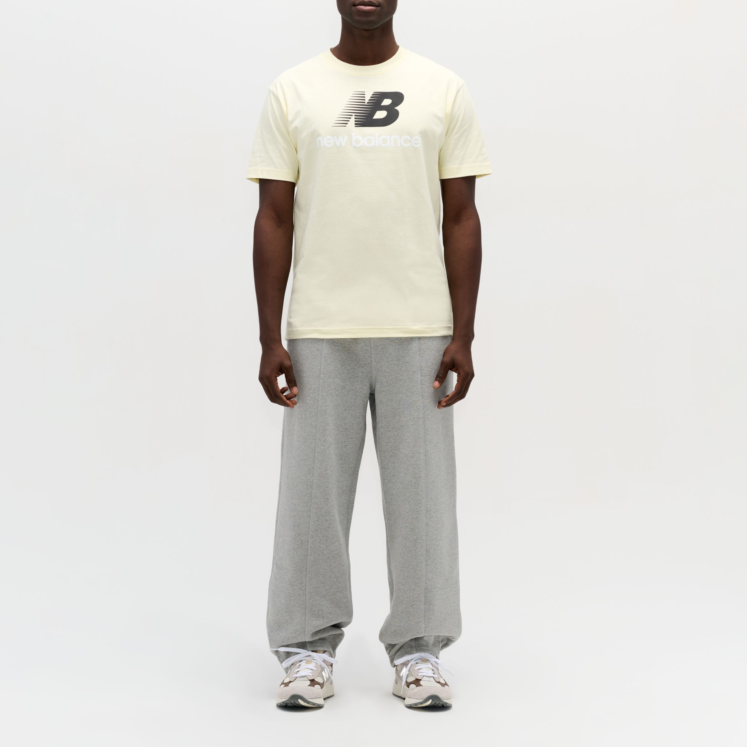 New Balance Men's Made in USA Graphic T-Shirt in Yellow Cotton Jersey, size Medium