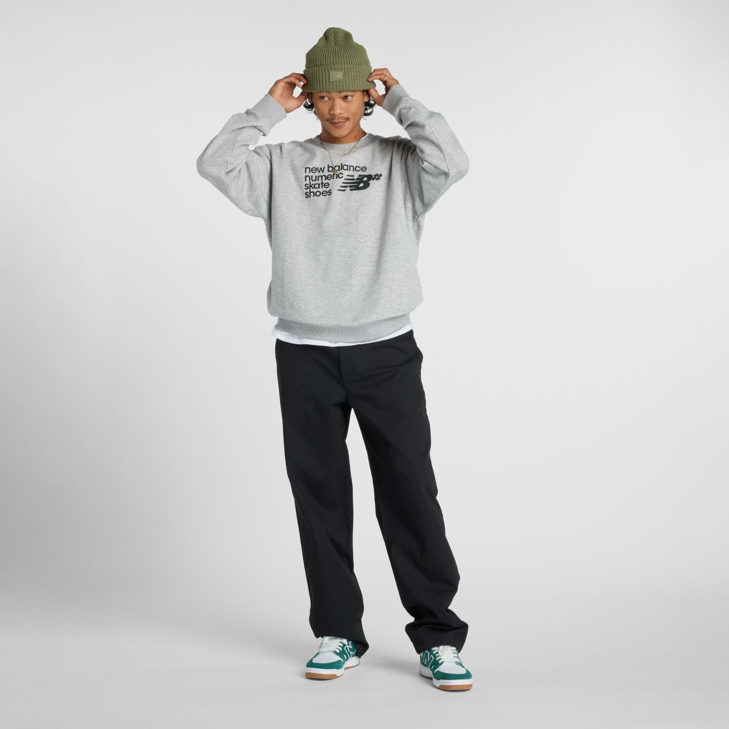 Мужские худи New Balance Numeric French Terry Crew, цвет: Серый — фото 2