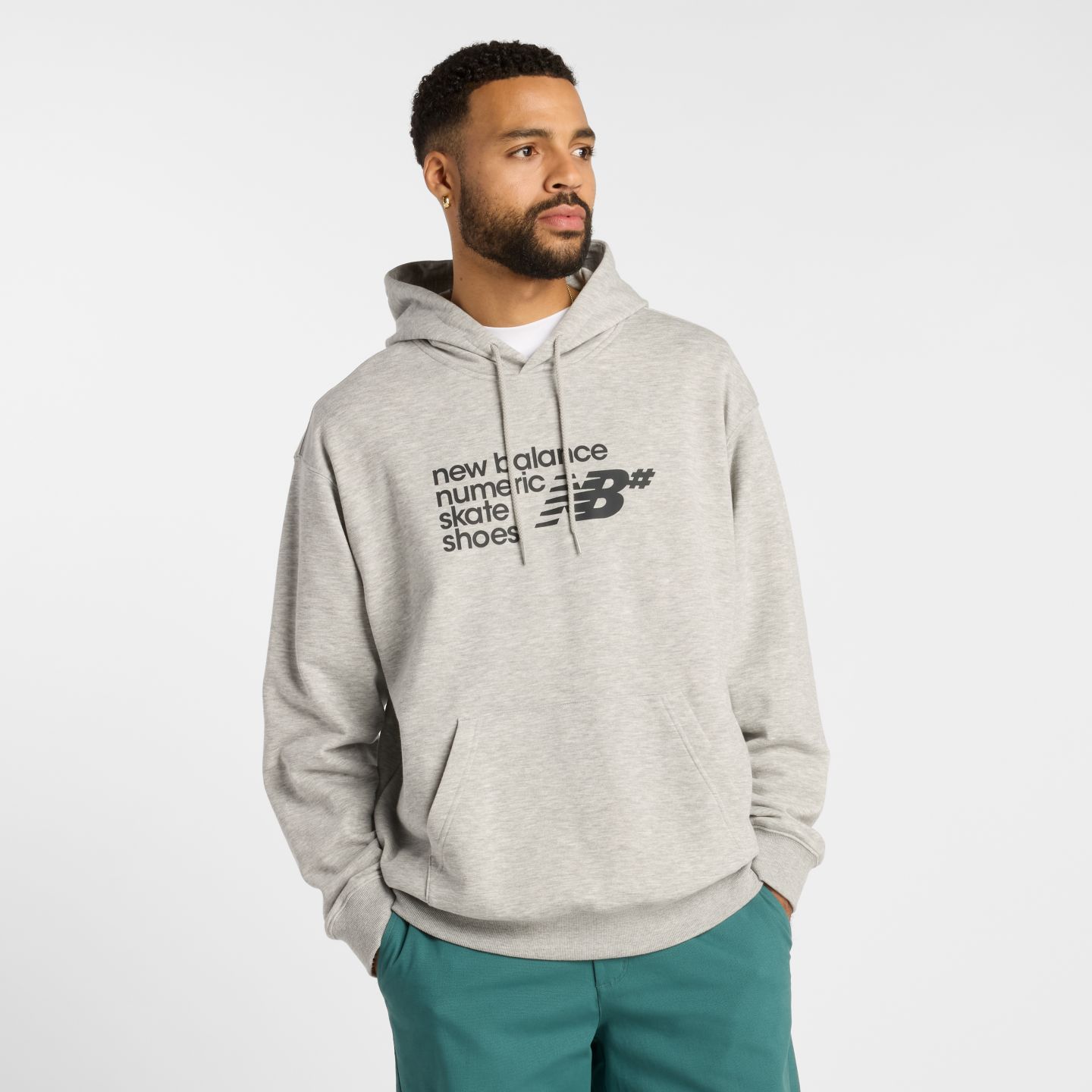 Мужское худи New Balance Numeric French Terry, цвет: Серый — фото 1