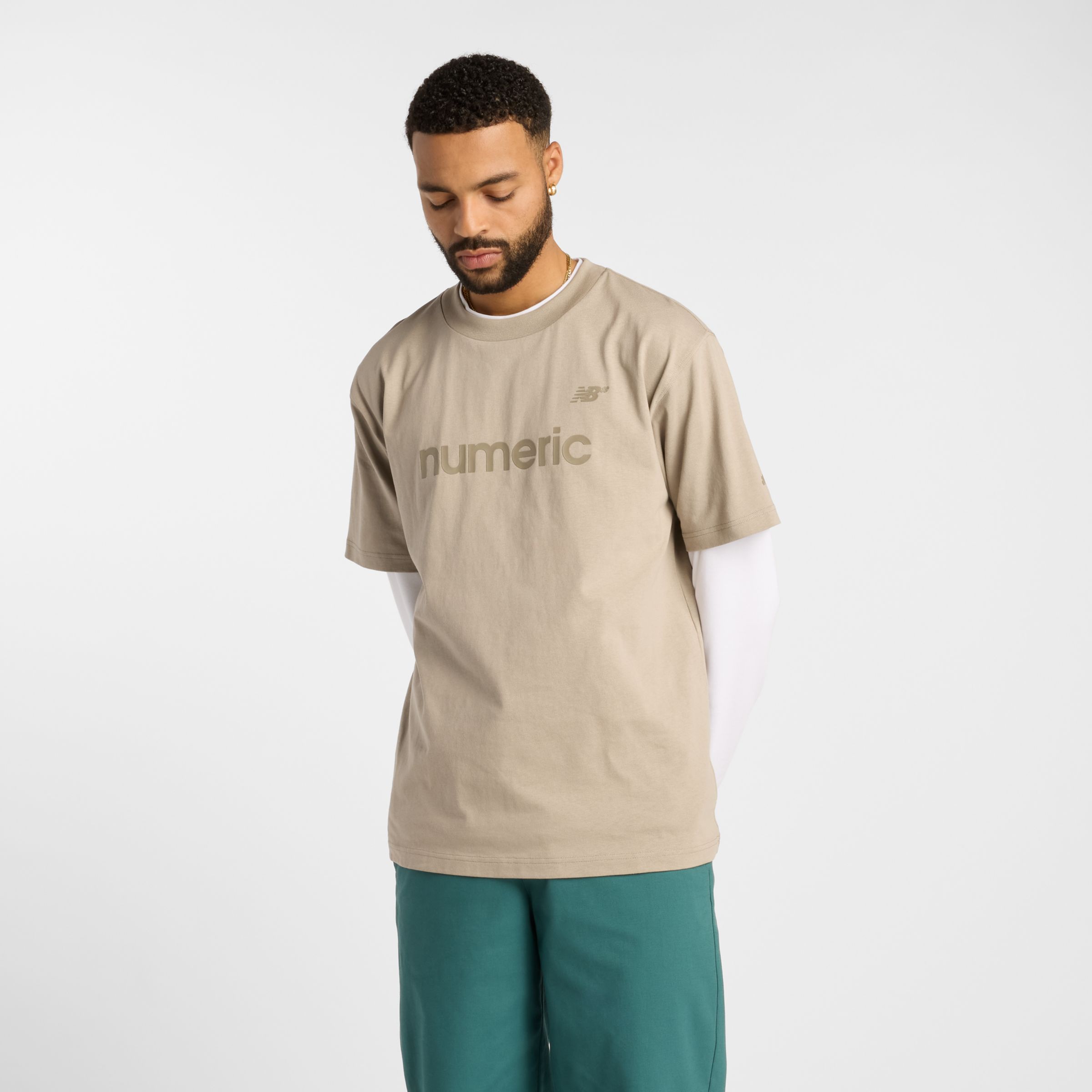 New Balance Men's Numeric Cotton T-shirt In Beige