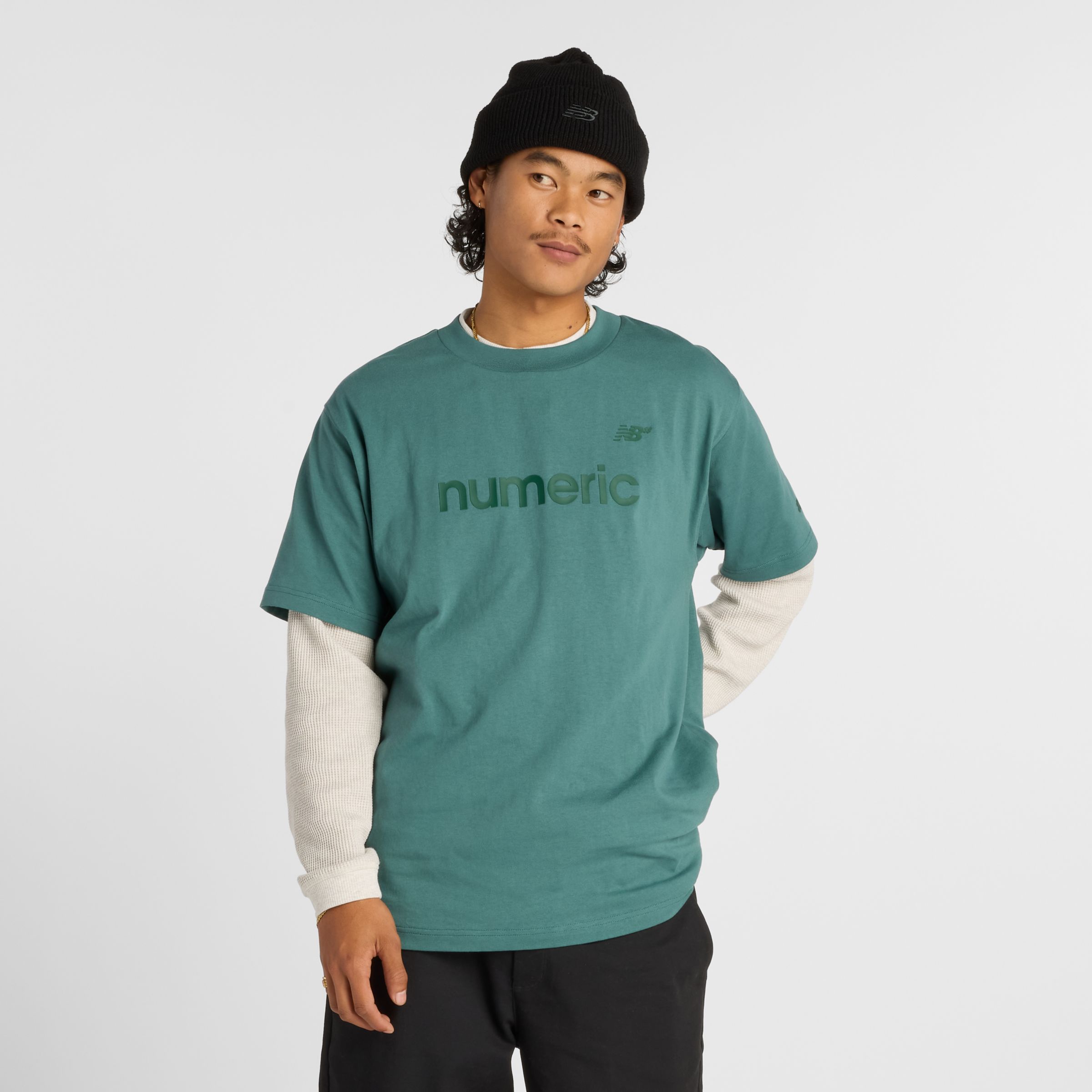 NEW BALANCE HERREN NUMERIC COTTON T-SHIRT IN GRÜN, BAUMWOLLE, GRÖSSE S 