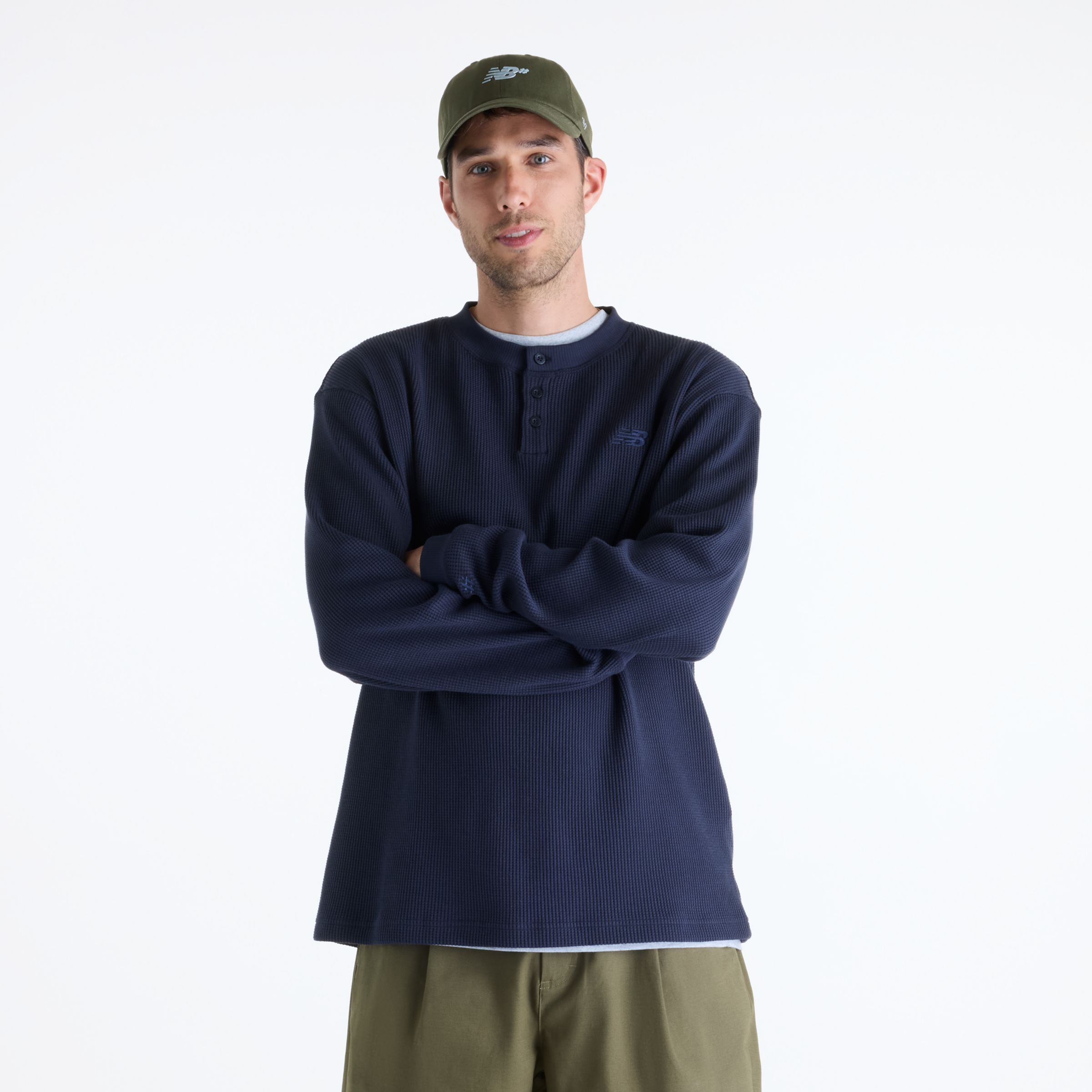 Numeric Waffle Knit Long Sleeve Henley