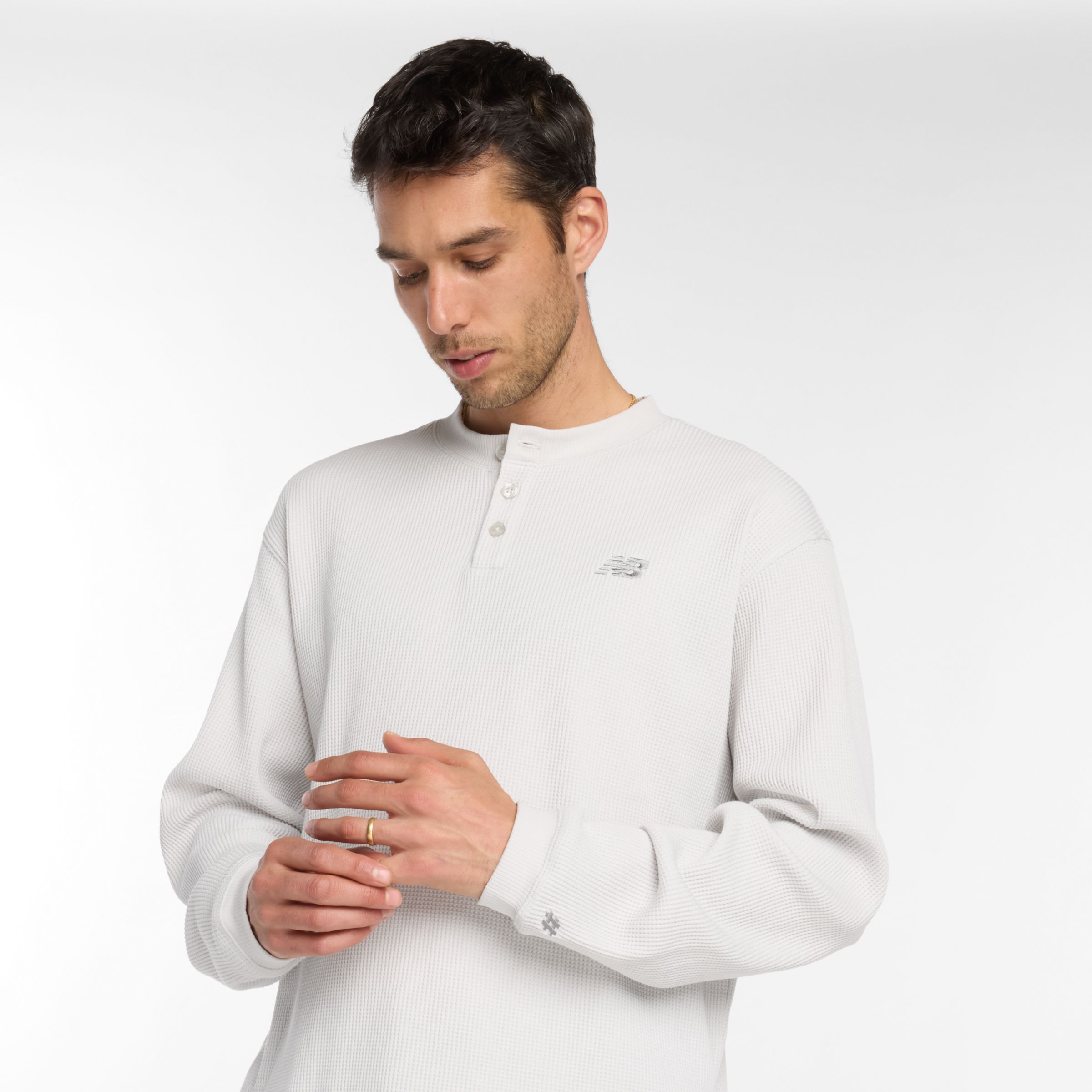Numeric Waffle Knit Long Sleeve Henley