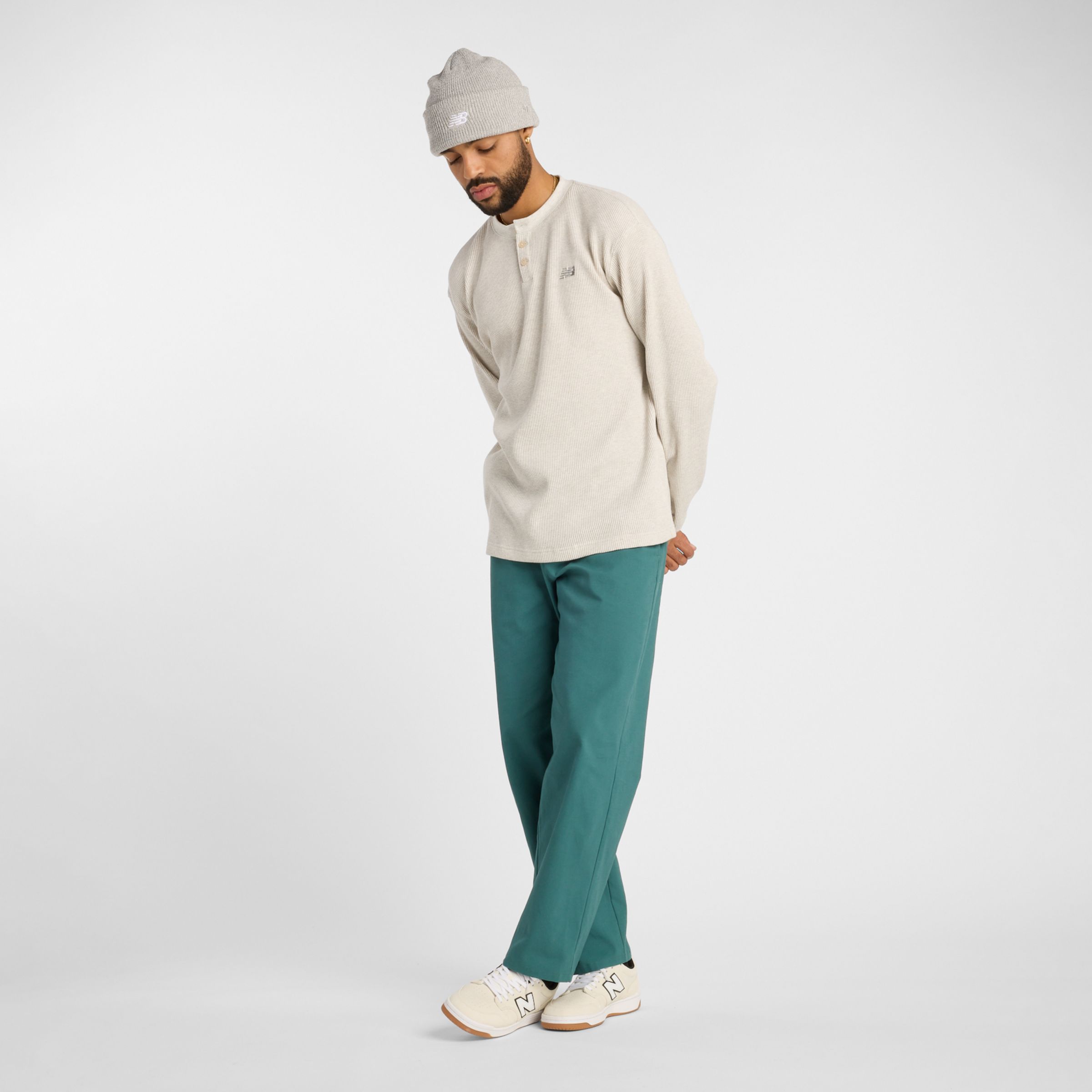 Manches longues en tricot gaufr&eacute; num&eacute;rique Henley