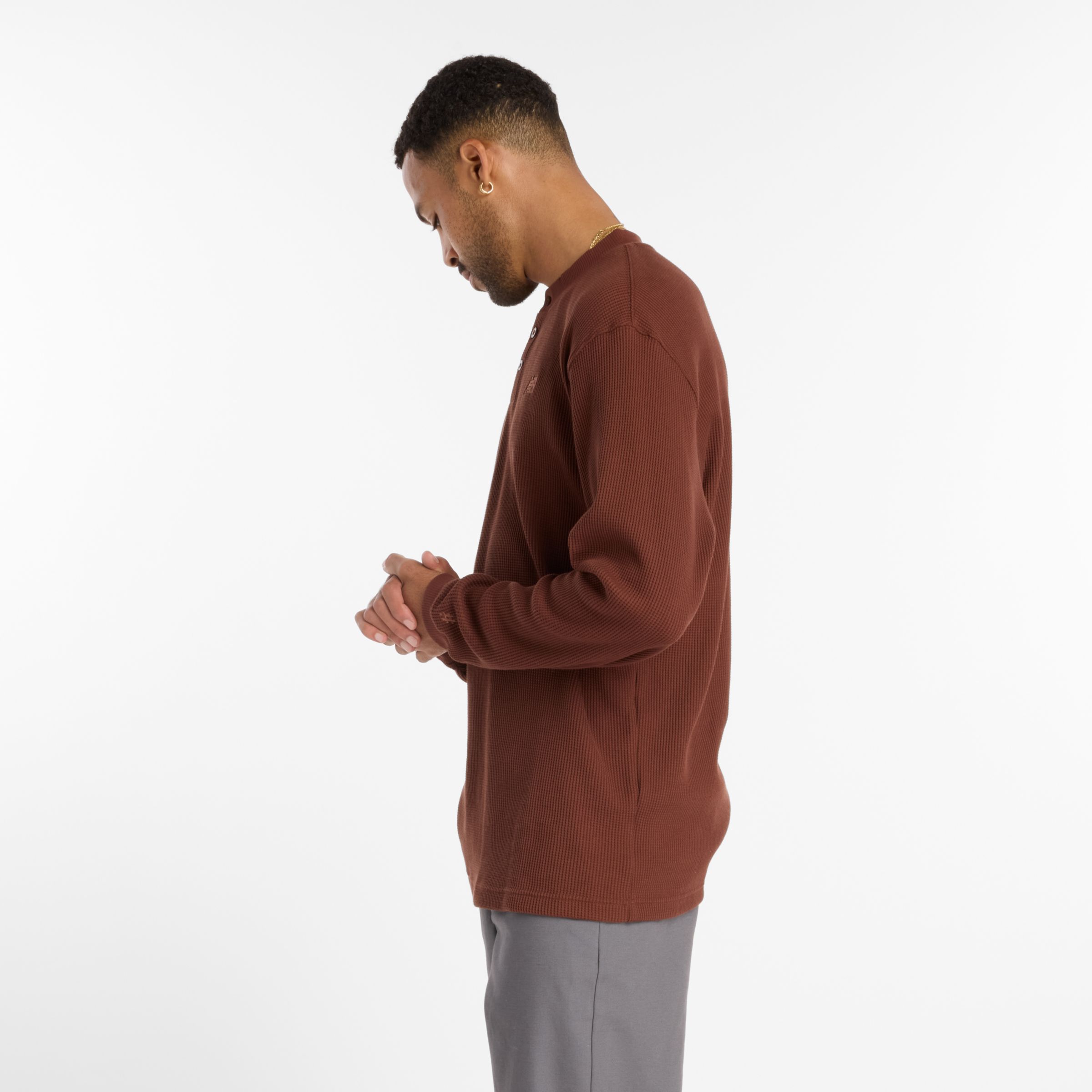 Numeric Waffle Knit Long Sleeve Henley