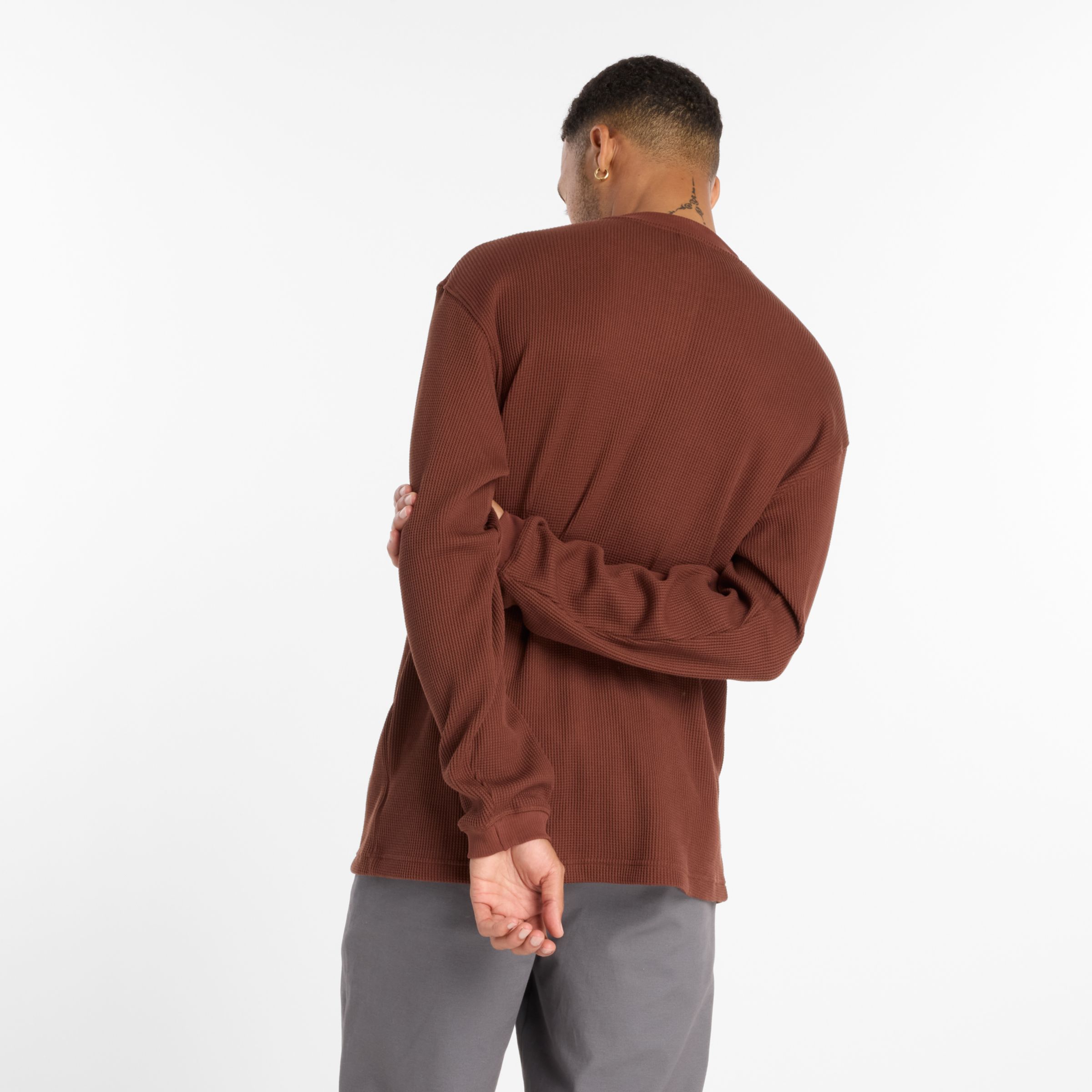 Numeric Waffle Knit Long Sleeve Henley