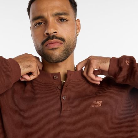 Manches longues en tricot gaufré numérique Henley