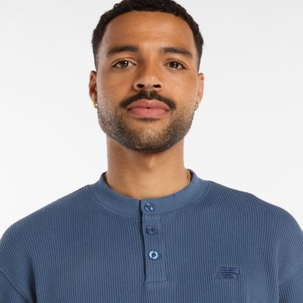 Manches longues en tricot gaufré numérique Henley