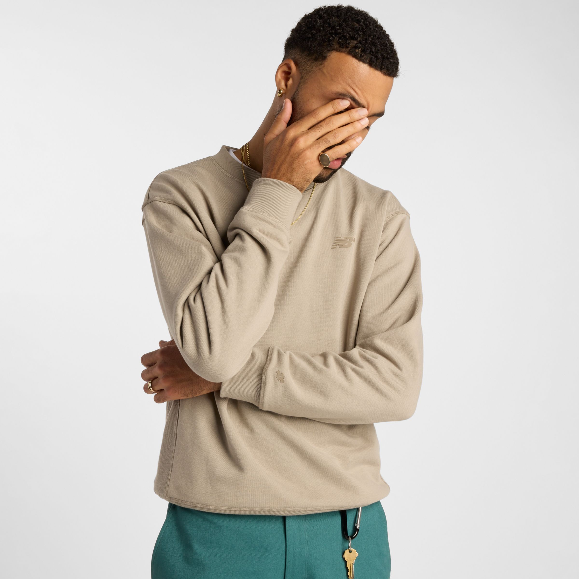 

New Balance Men's Numeric French Terry Crew Beige - Beige