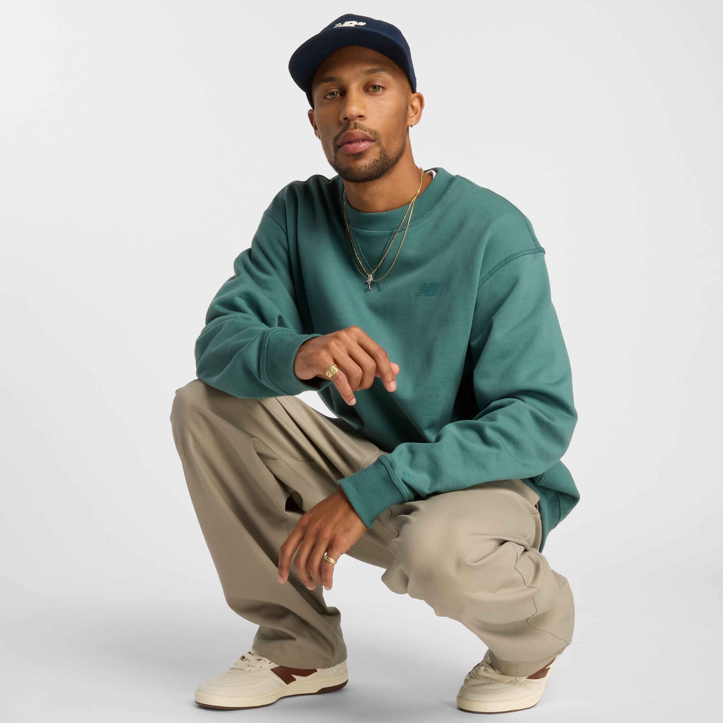 New Balance Uomo Numeric French Terry Crew, Cotone, Taglia L
