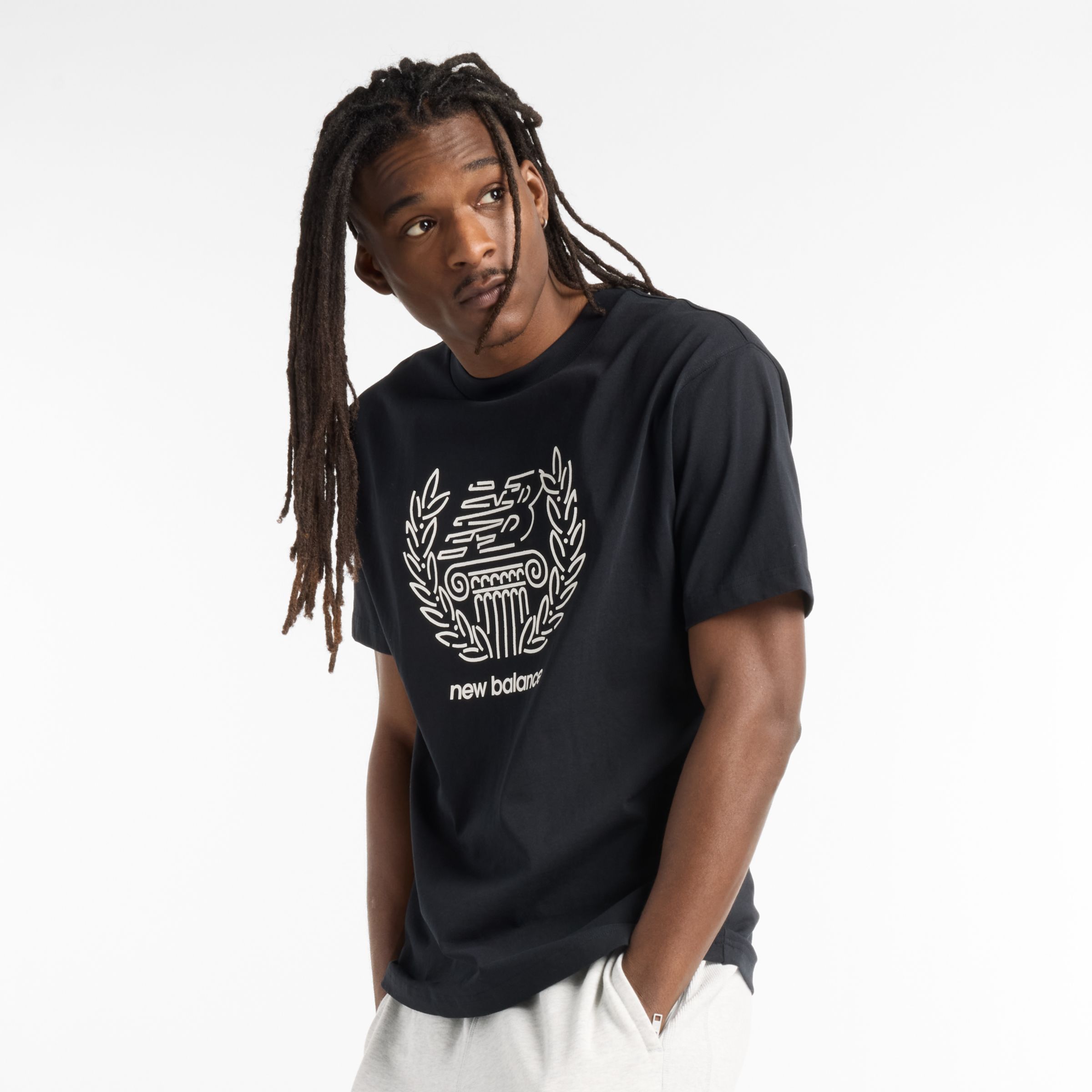 New Balance Men's Debut Sculpture T-Shirt in Black Cotton, size Medium