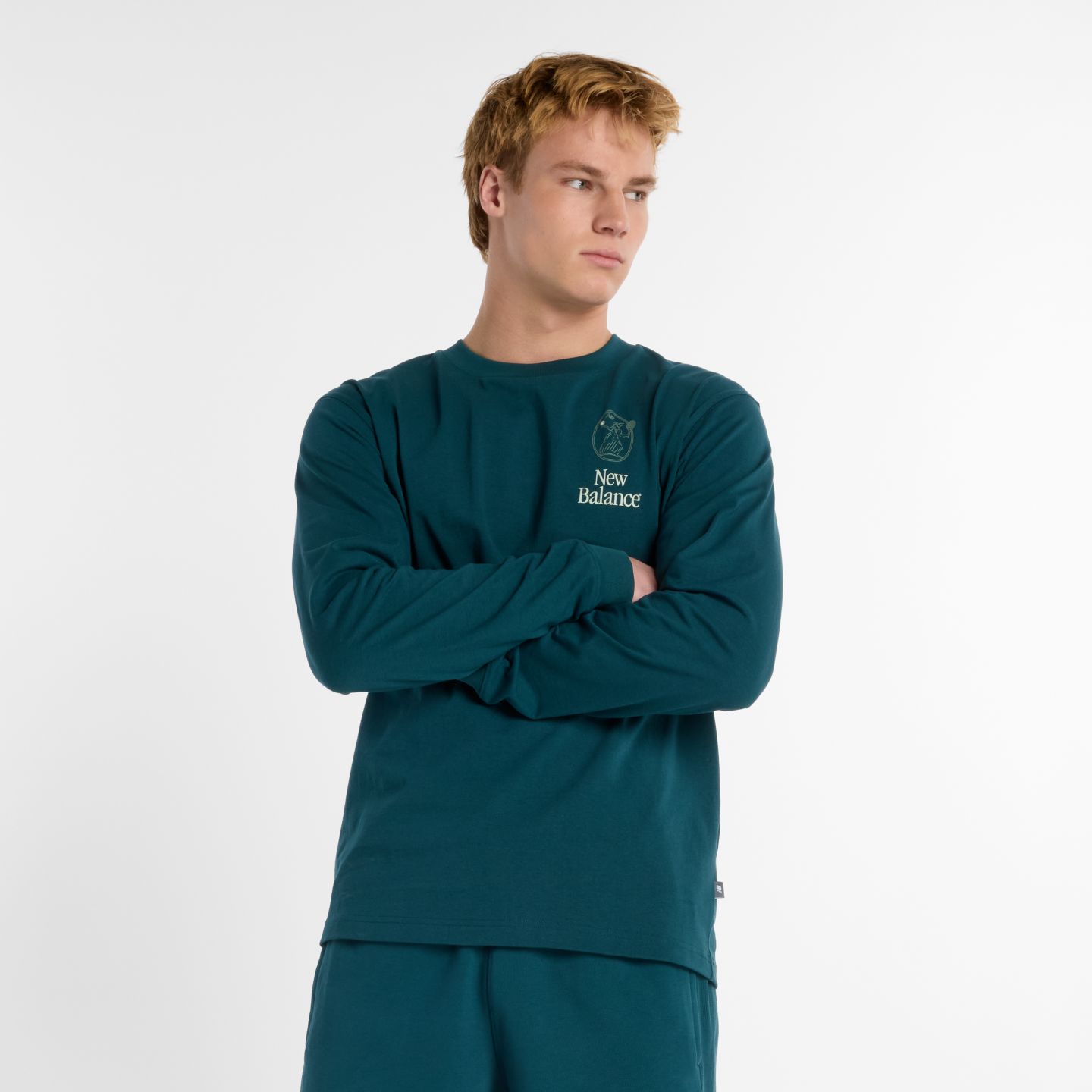 Мужской топ New Balance Debut Vase Long Sleeve, цвет: Глубокий океанский — фото 1