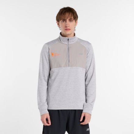 NYC Marathon Heat Grid 1/2 Zip, ATHLETIC GREY, MT53204MAG
