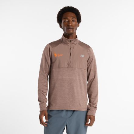 NYC Marathon Heat Grid 1/2 Zip, GRIS ATLÉTICO, MT53204MEAT