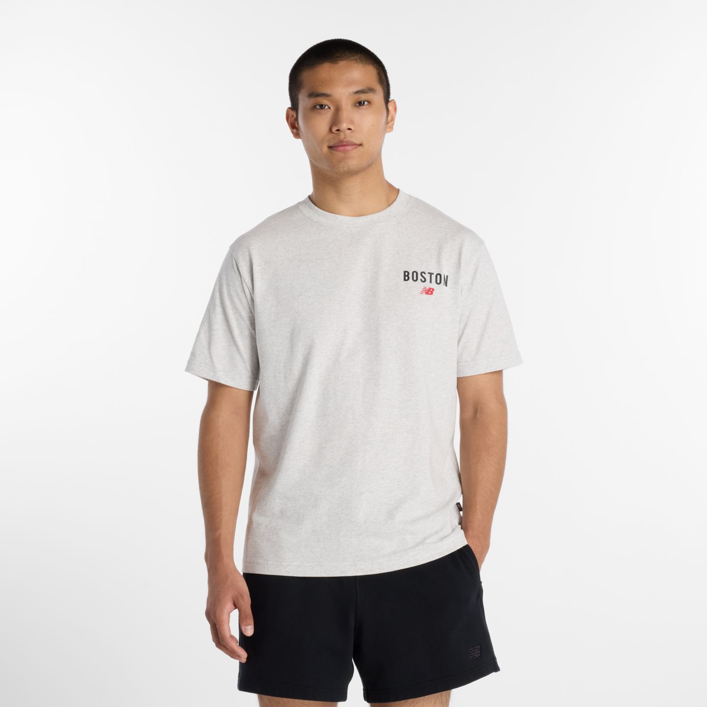 Мужская футболка New Balance Boston Character, цвет: Пепельный меланжевый — фото 1