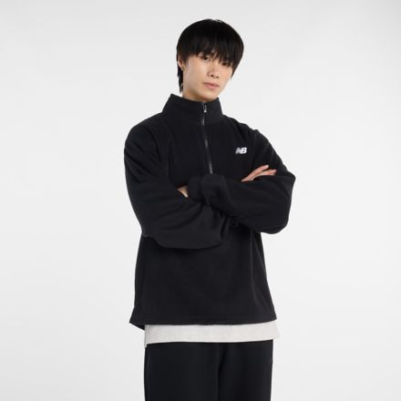 Sport ポーラー フリース ハーフ ジップ, BLACK, MT53802BK