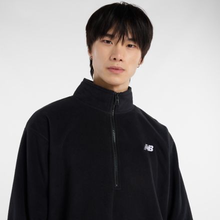 Sport ポーラー フリース ハーフ ジップ, BLACK, MT53802BK