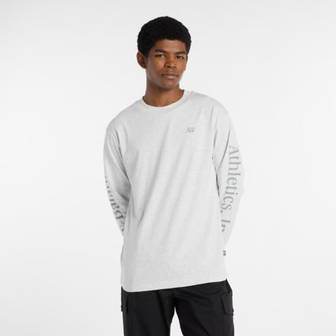 Мужские футболки New Balance Athletics Classic Long Sleeve, цвет: Пепельный меланжевый