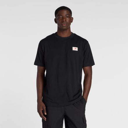 Woven Label T-Shirt, BLACK, MT53928BK