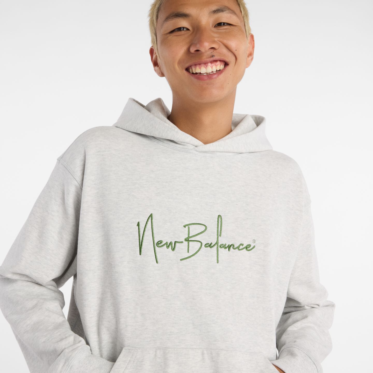 Мужское худи New Balance Athletics Signature, цвет: Пепельный меланжевый — фото 3