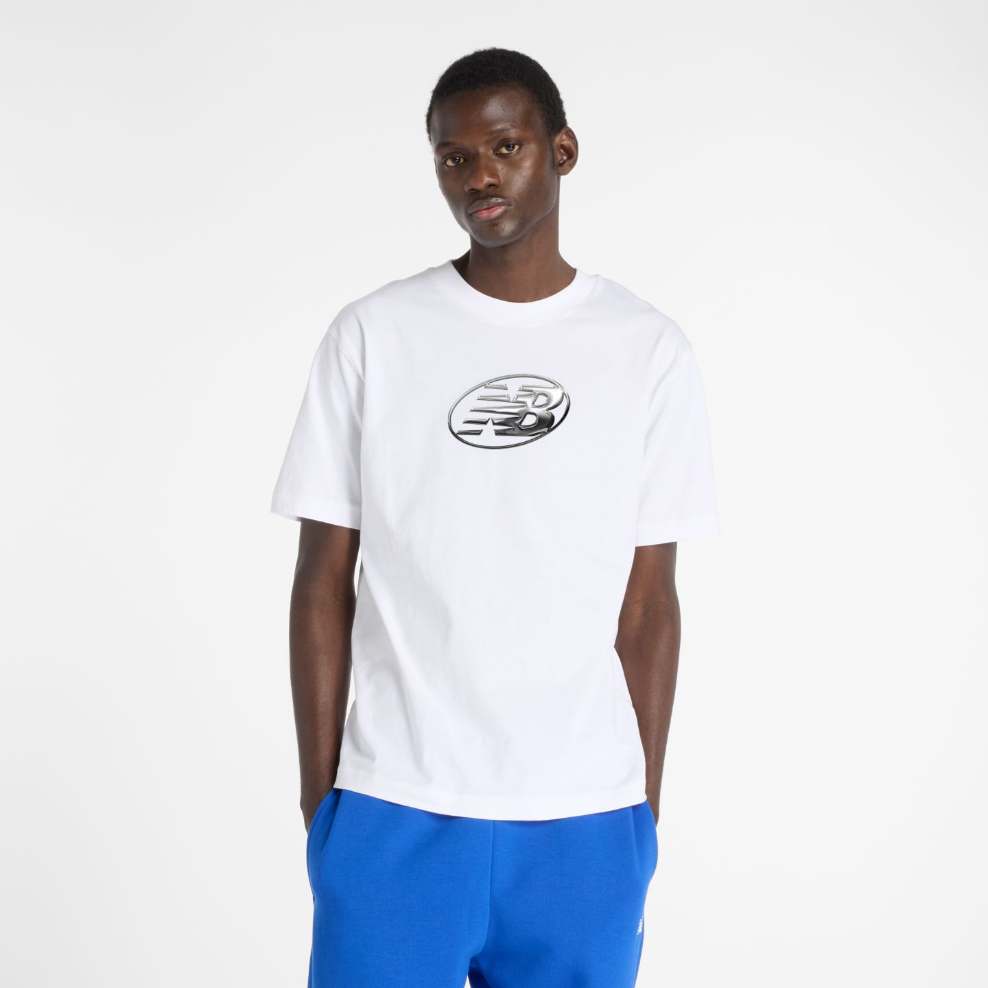 Мужская футболка New Balance Chrome NB, цвет: Белый — фото 1