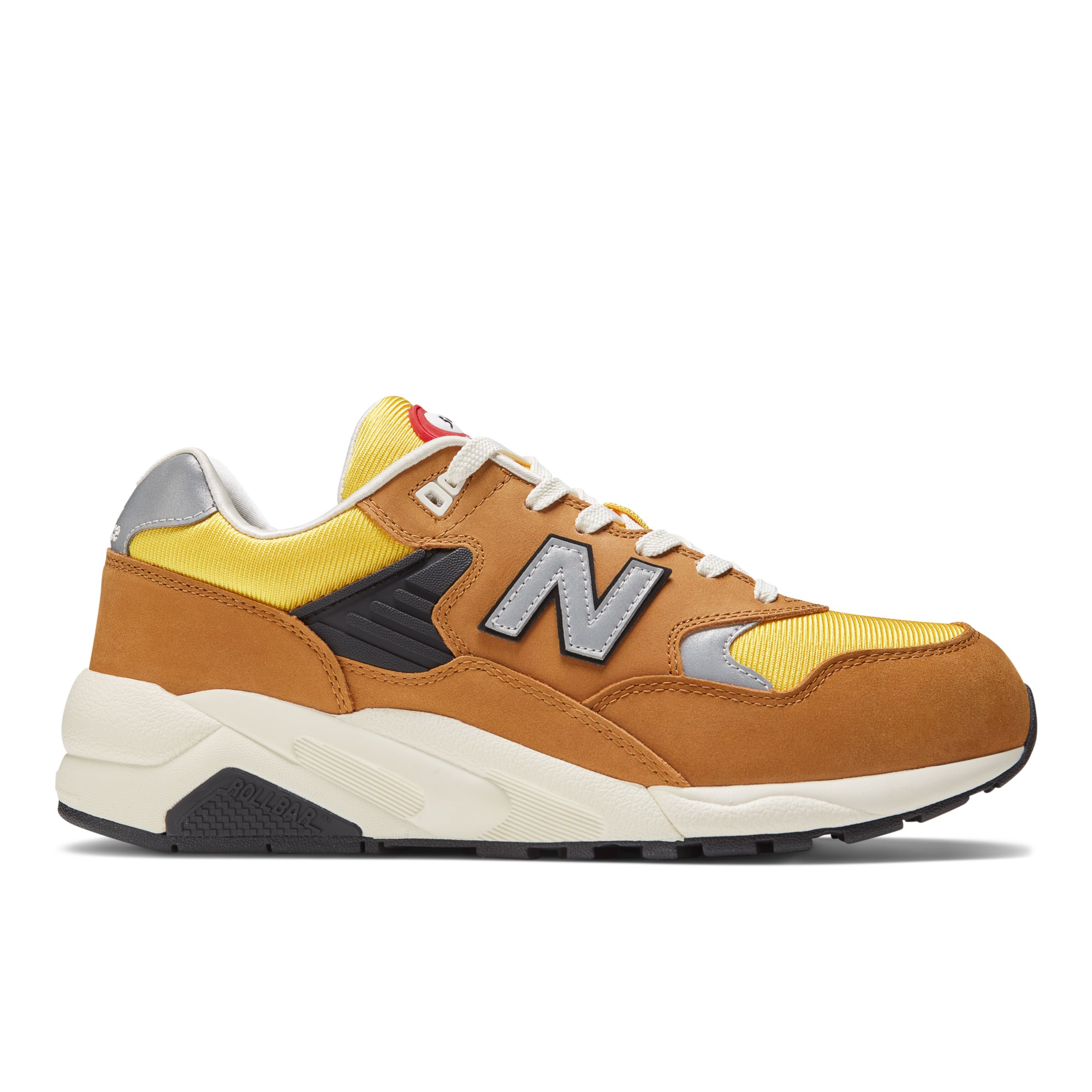 New Balance Men's 580 in Brown/Yellow/White Leather, size 10