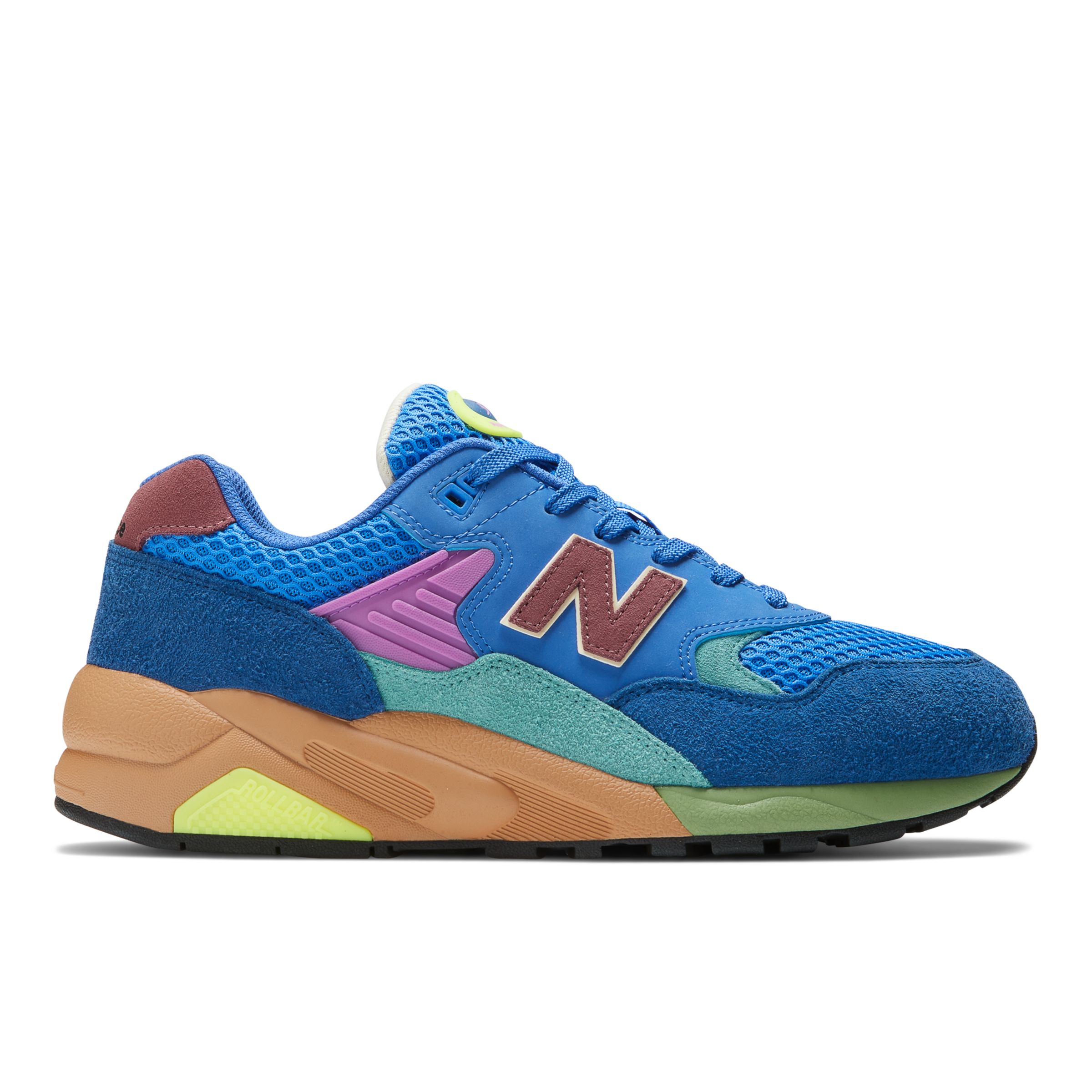 New Balance Homme 580 en Bleu/Rouge, Leather, Taille 40 Large