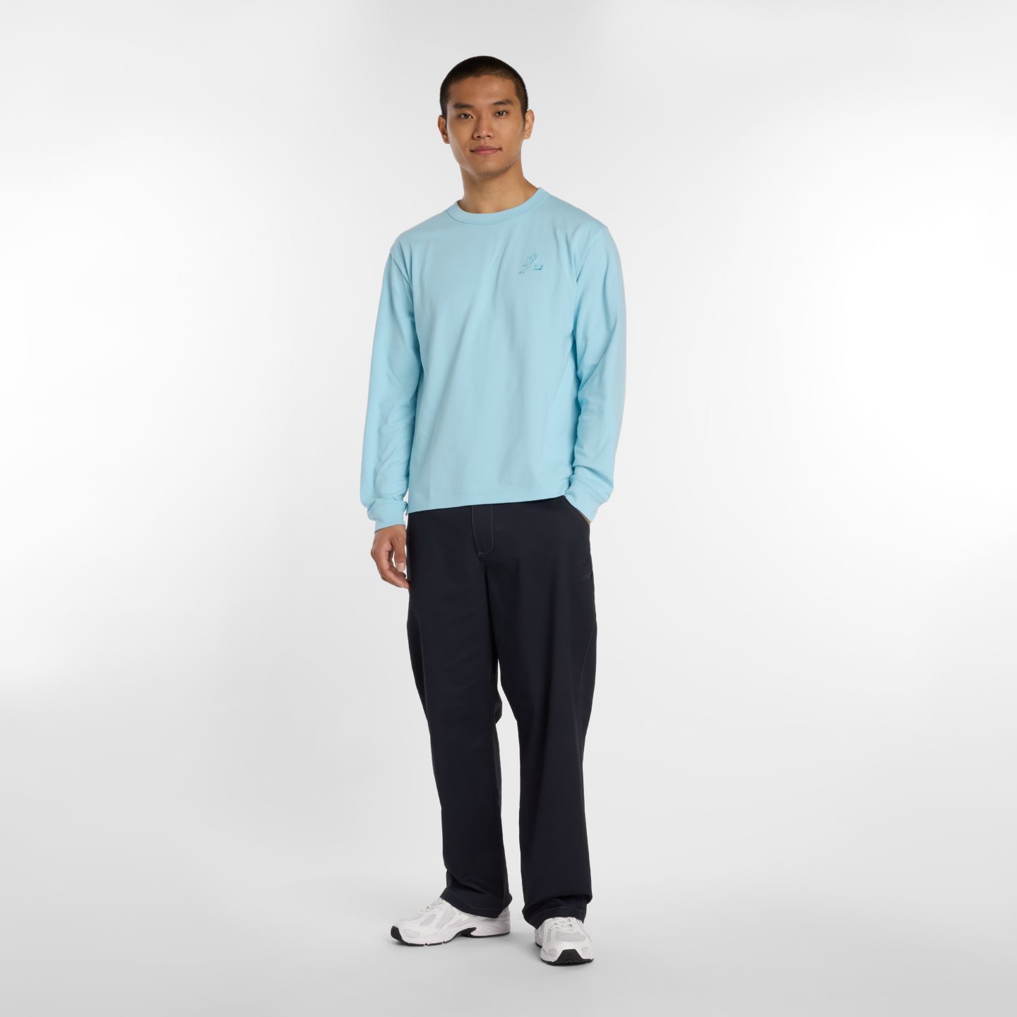 Мужской топ New Balance Shohei Heavyweight Long Sleeve Top, цвет: Облачный синий — фото 2
