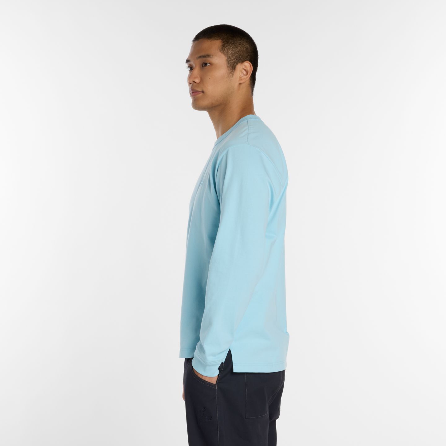 Мужской топ New Balance Shohei Heavyweight Long Sleeve Top, цвет: Облачный синий — фото 5