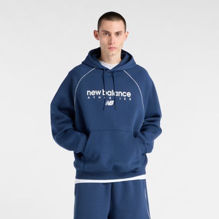 Trackside Fleece Hoodie, NB NAVY with SEA SALT, MT611629NNY
