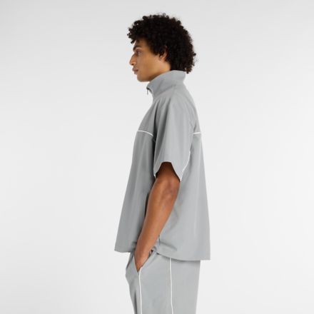 ウーブンショートスリーブハーフジップ