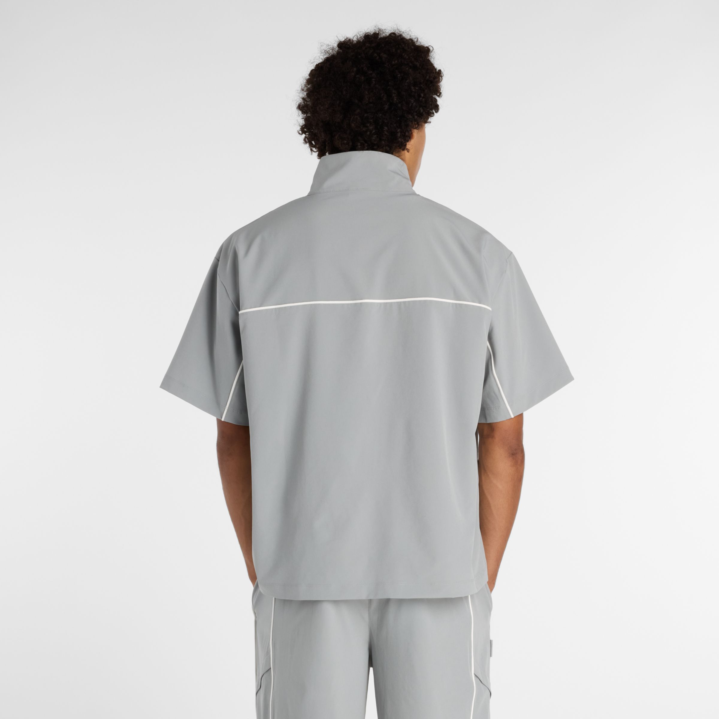 ウーブンショートスリーブハーフジップ